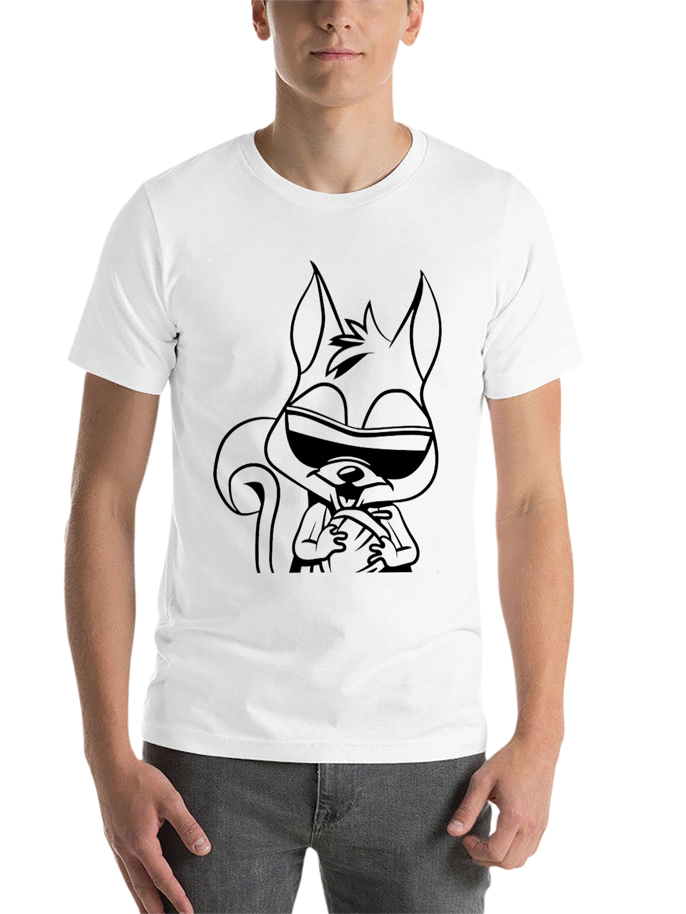 Black Cool Squirrel Graphic Tee - Unisex Black T-Shirt view 14