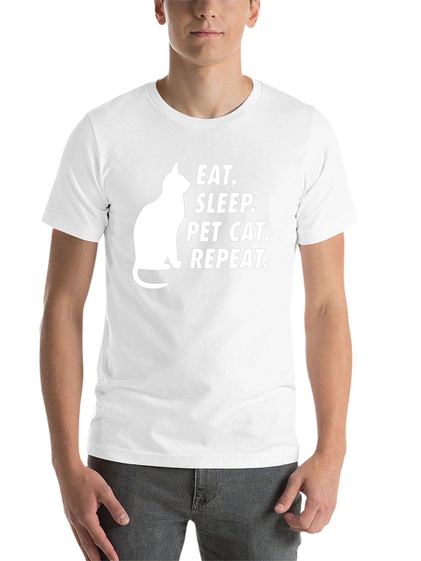 Black Eat Sleep Pet Cat Repeat T-Shirt view 14