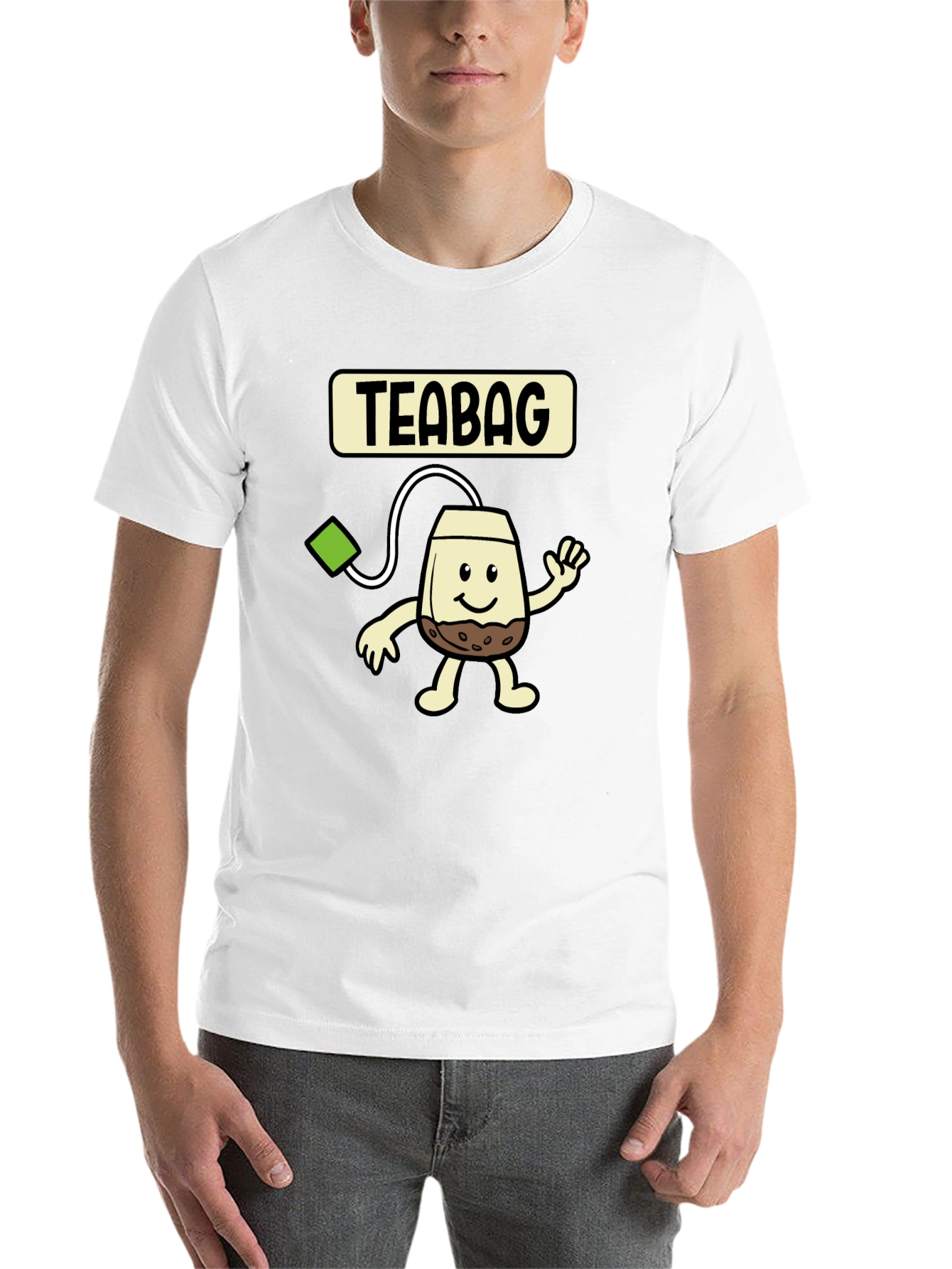 Black Funny Teabag Cartoon Graphic T-Shirt view 14