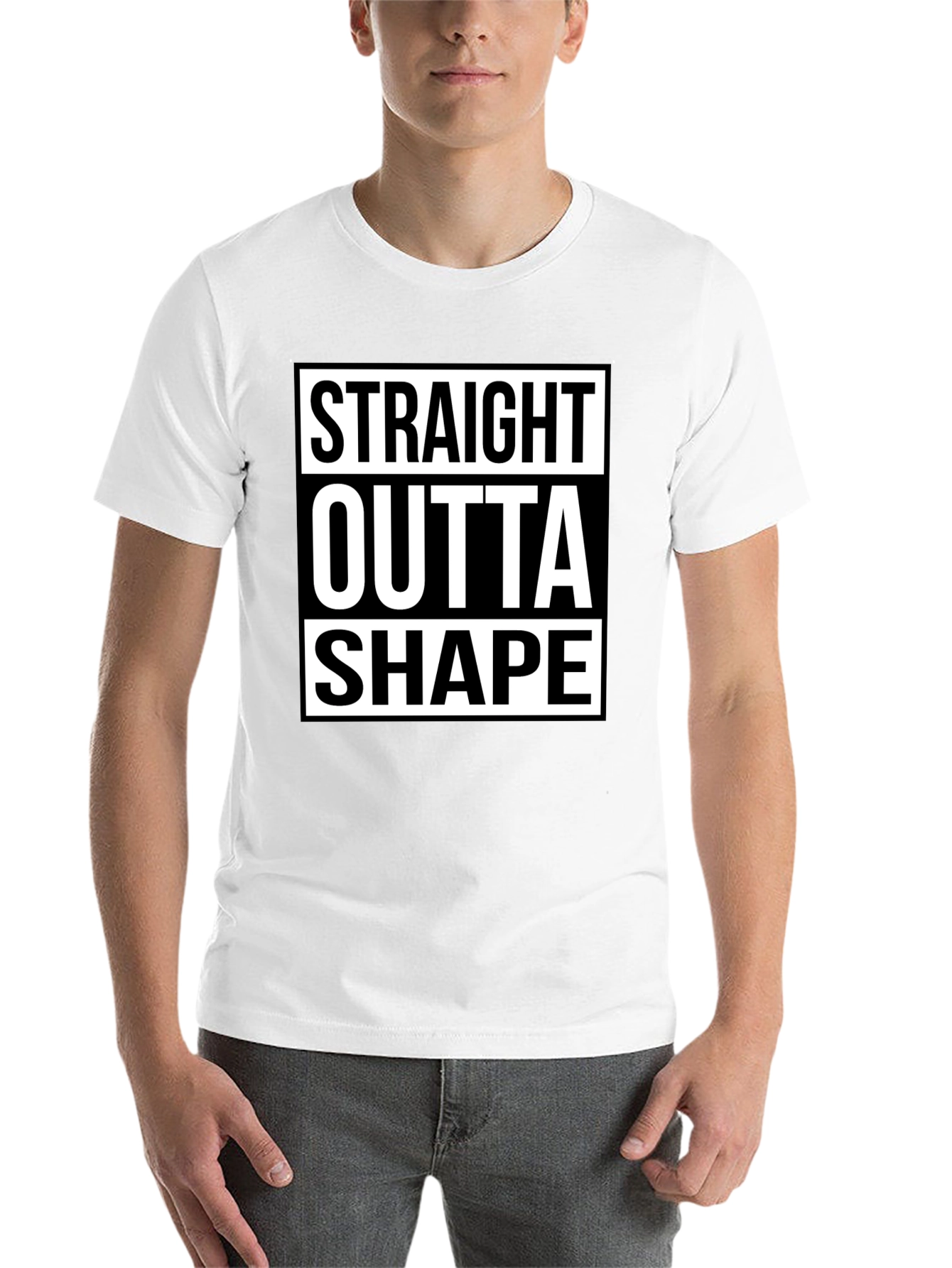 Black Straight Outta Shape Funny Graphic T-Shirt view 14