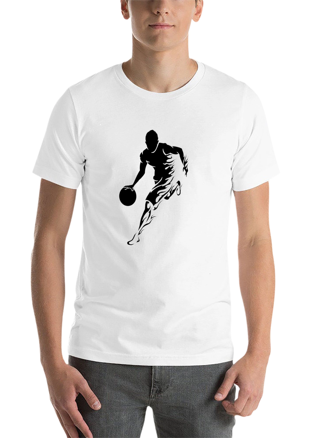 Black Basketball Player Graphic Tee - Black Cotton T-Shirt view 14