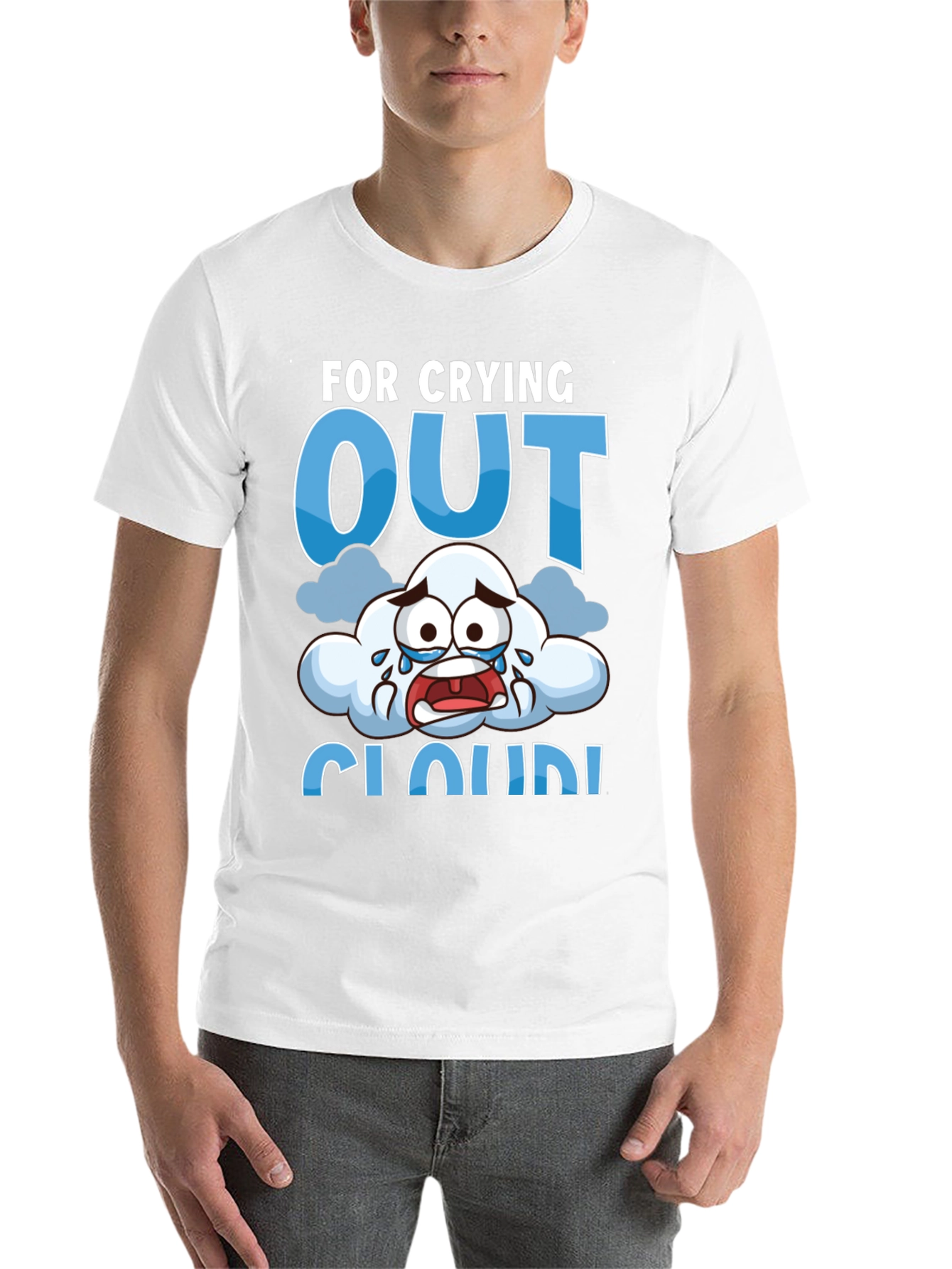 Black Crying Cloud T-Shirt - Funny Graphic Tee view 14