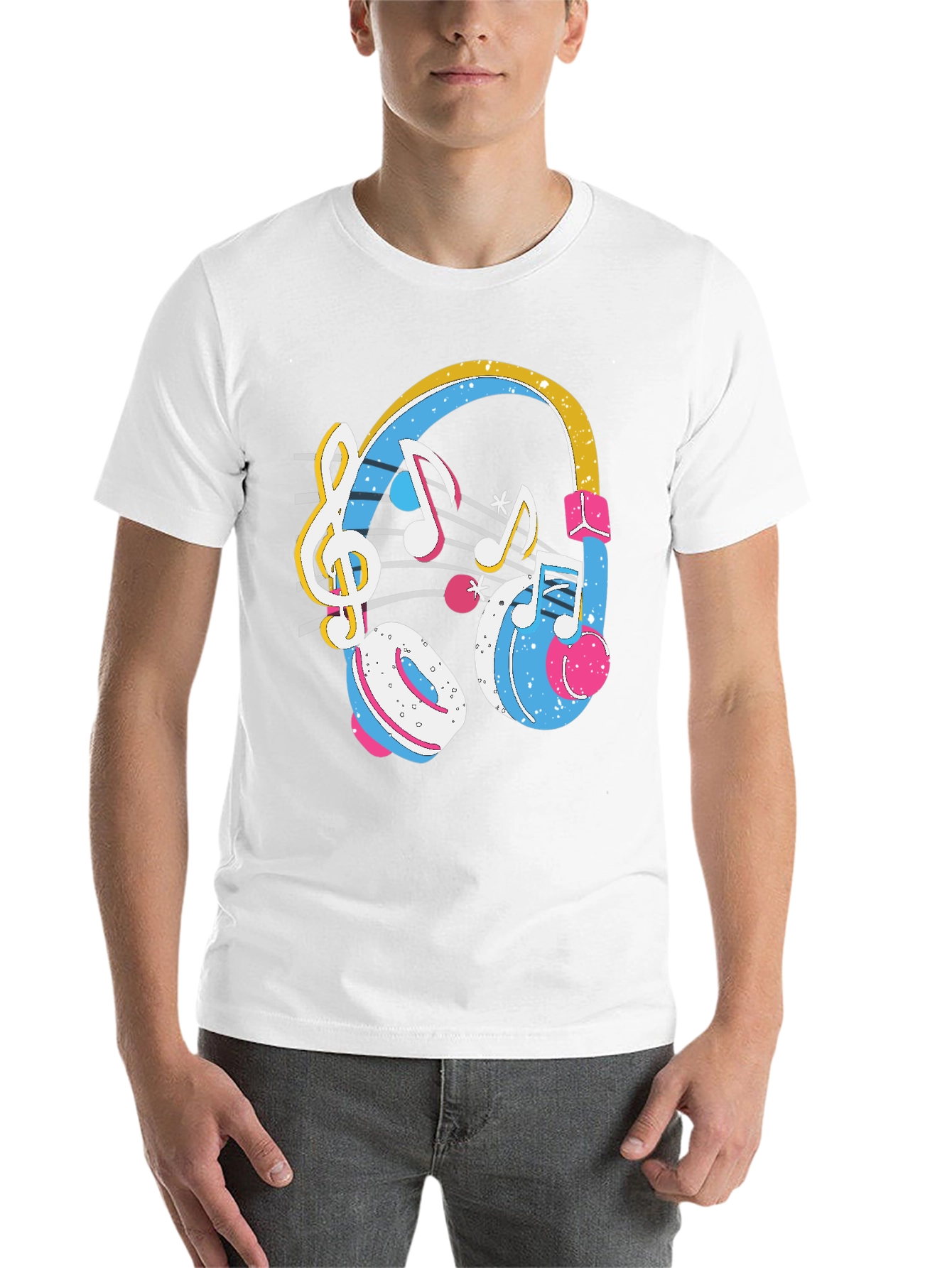 Black Music Headphones T-Shirt - Stylish Graphic Tee view 14