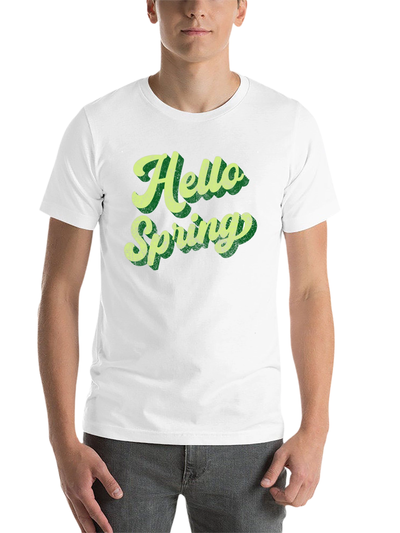 Black Hello Spring Graphic Tee - Unisex Black T-Shirt view 14