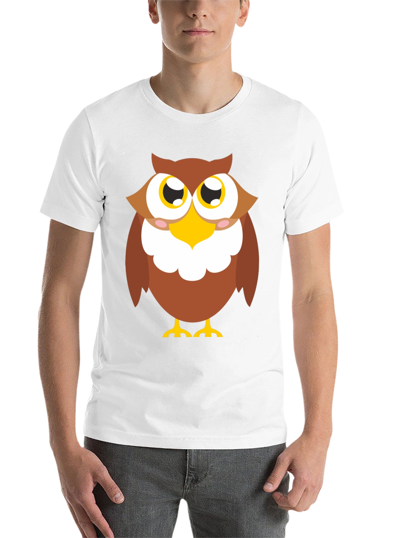 Black Cartoon Owl Graphic T-Shirt - Black Cotton Tee view 14