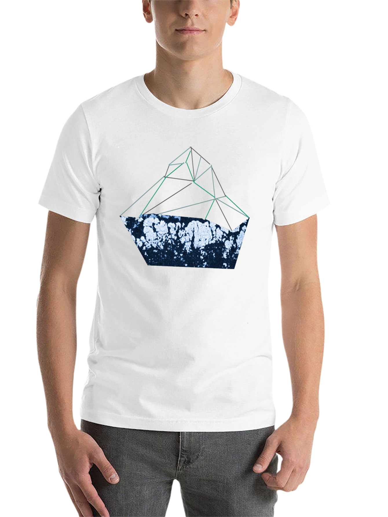 Black Abstract Geometric Mountain T-Shirt - Black view 14