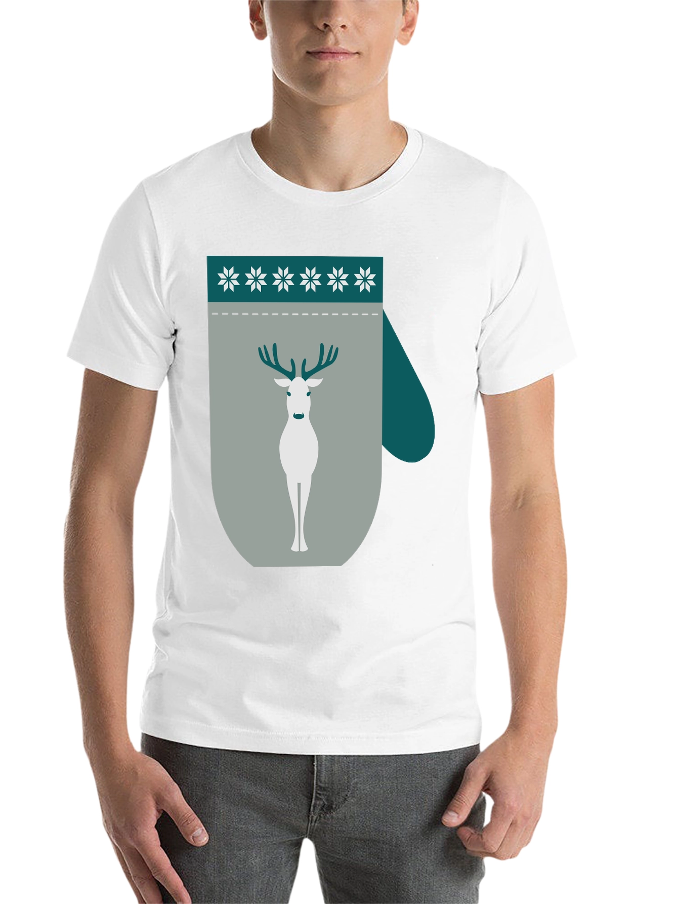 Black Holiday Deer Mitten Graphic Tee view 14