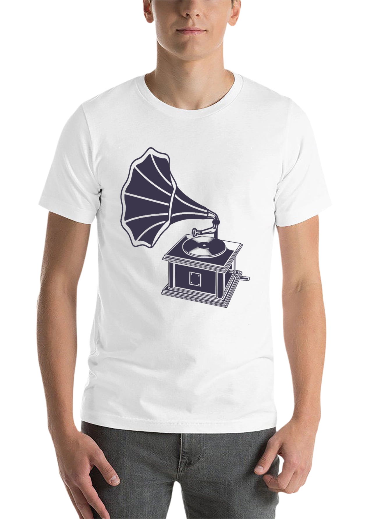 Black Vintage Gramophone Graphic T-Shirt view 14