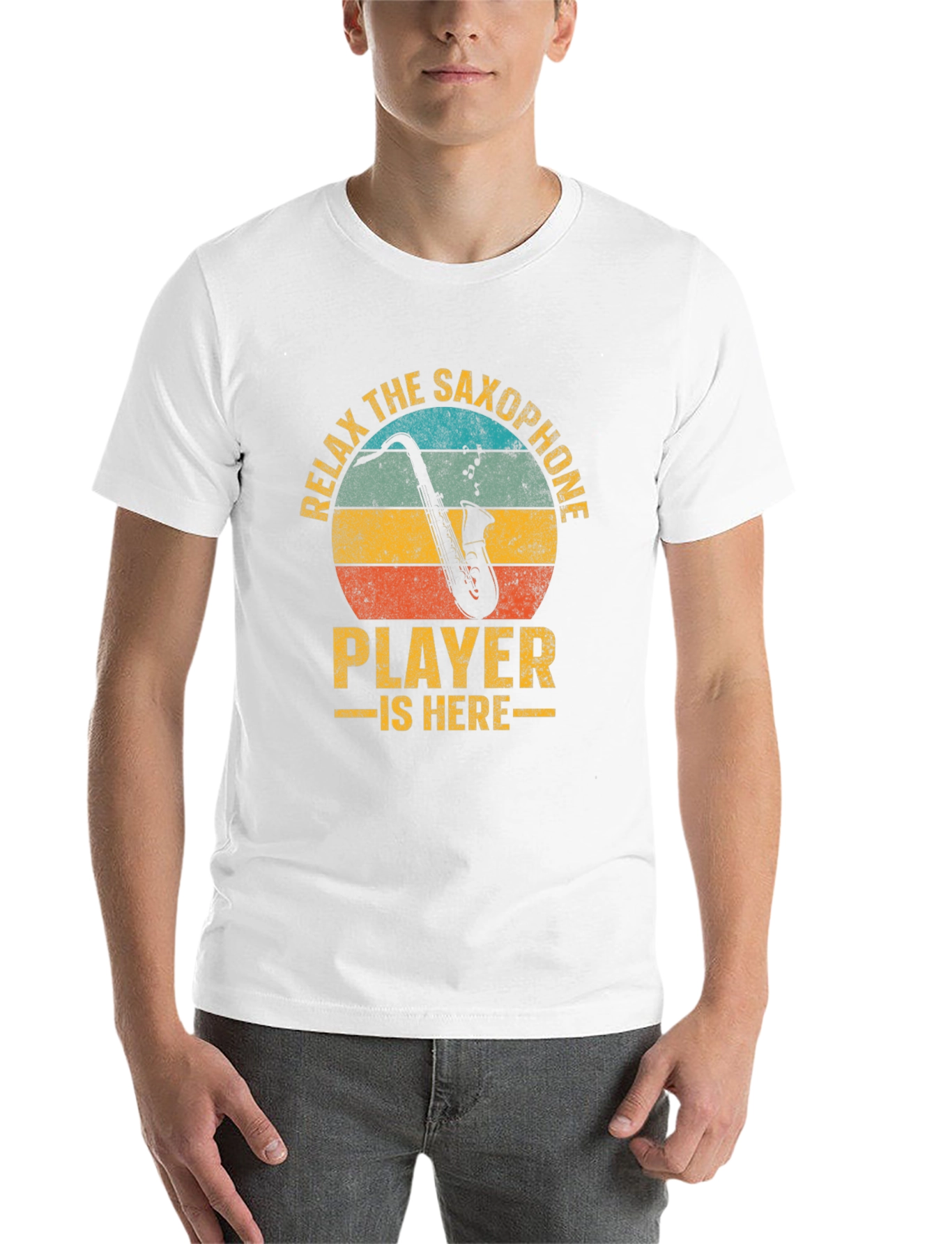 Black Relax The Saxophone Player Is Here Graphic T-Shirt view 14