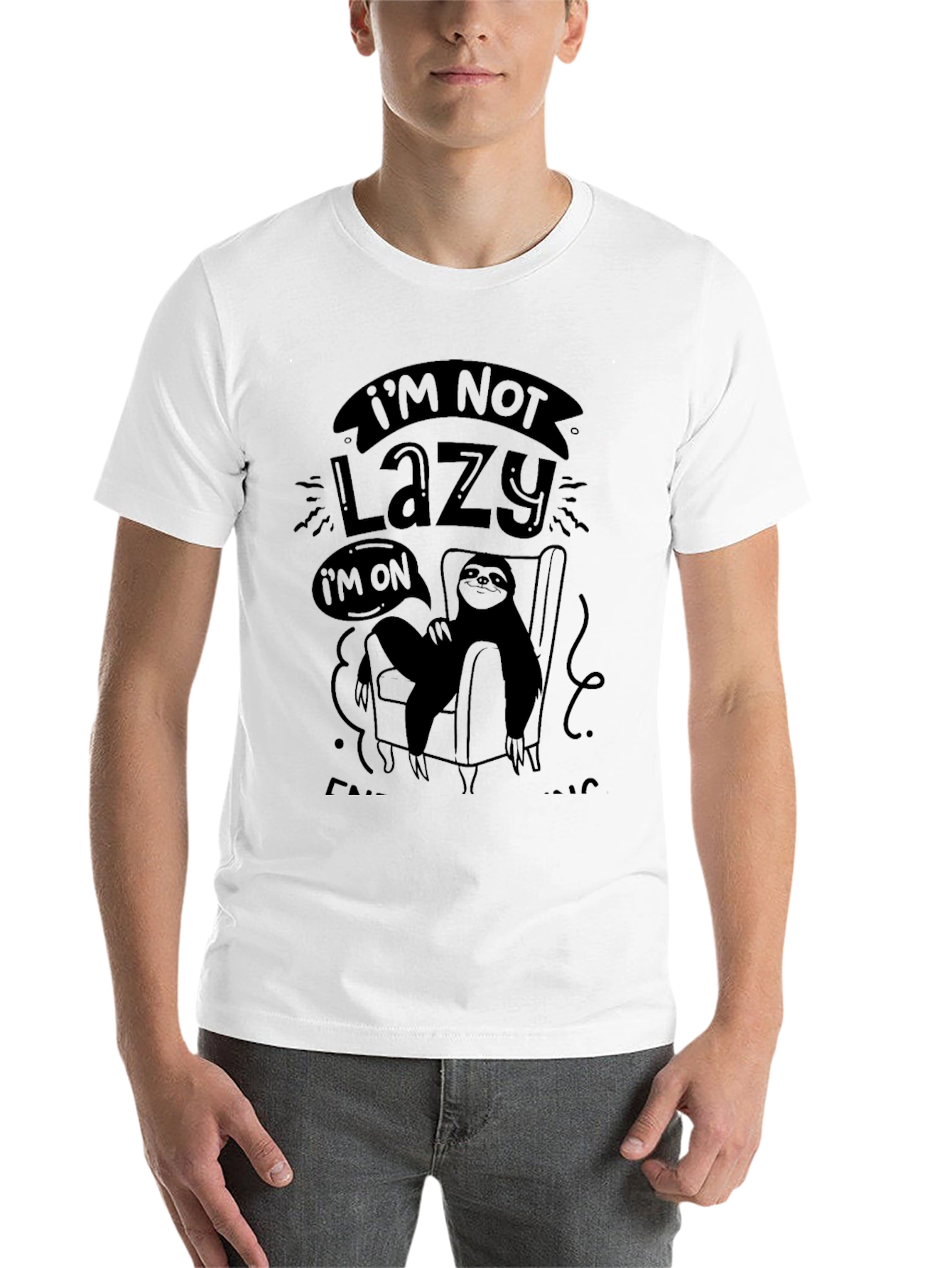 Black Lazy Sloth Graphic T-Shirt - Men's Black Tee view 14