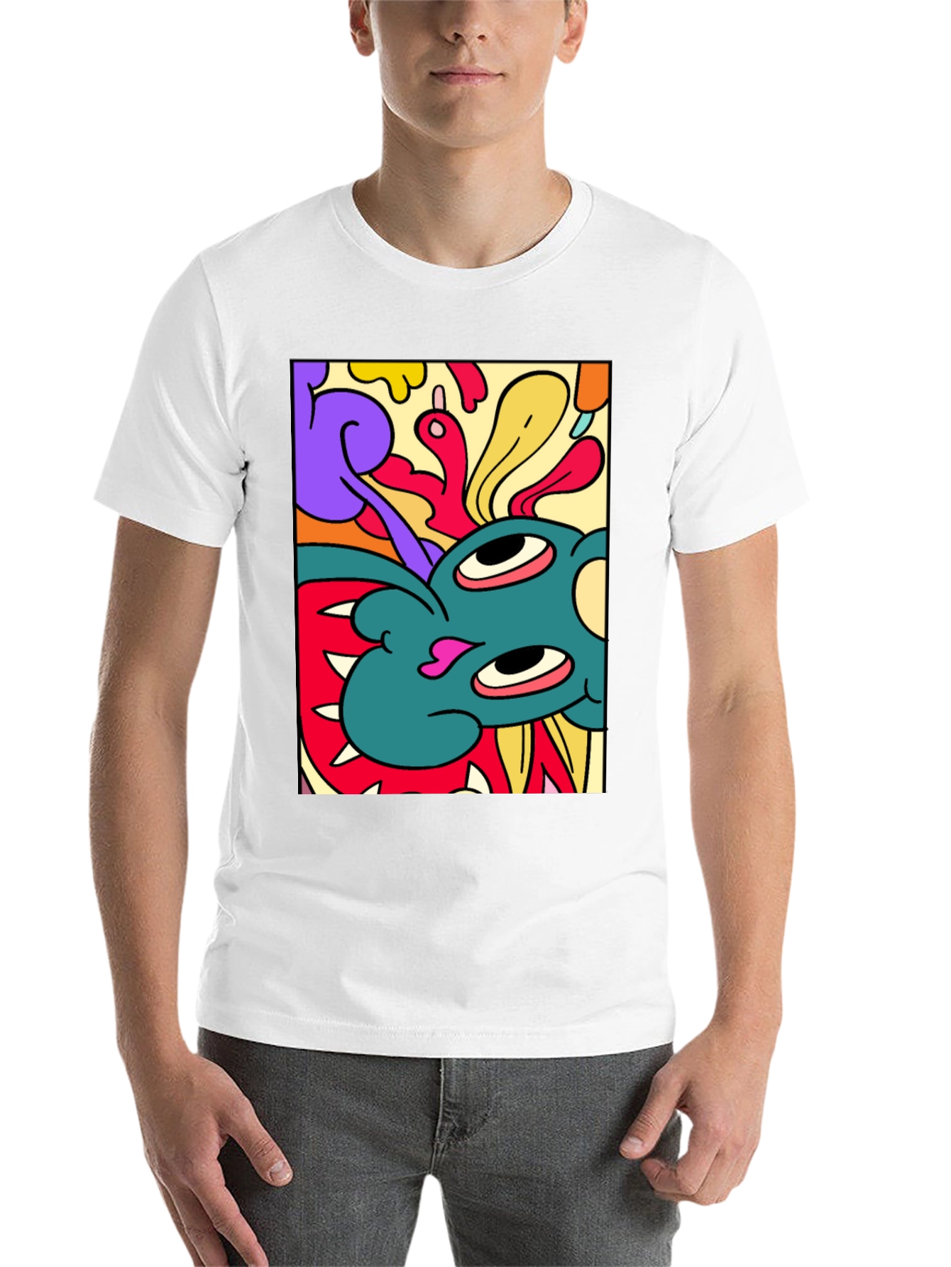 Black Abstract Graphic Print Black T-Shirt view 14