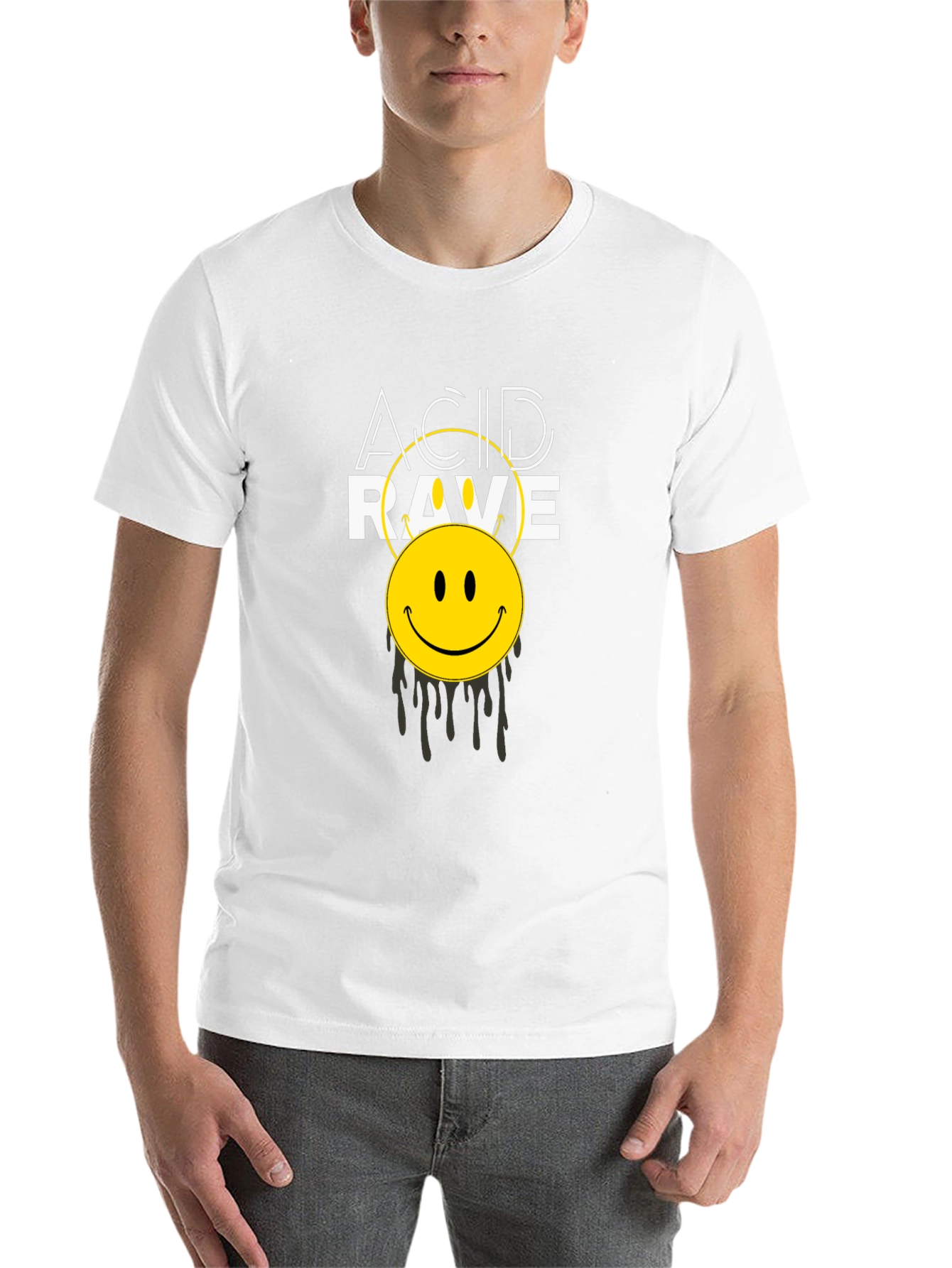 Black Acid Rave Smiley Face Black T-Shirt view 14