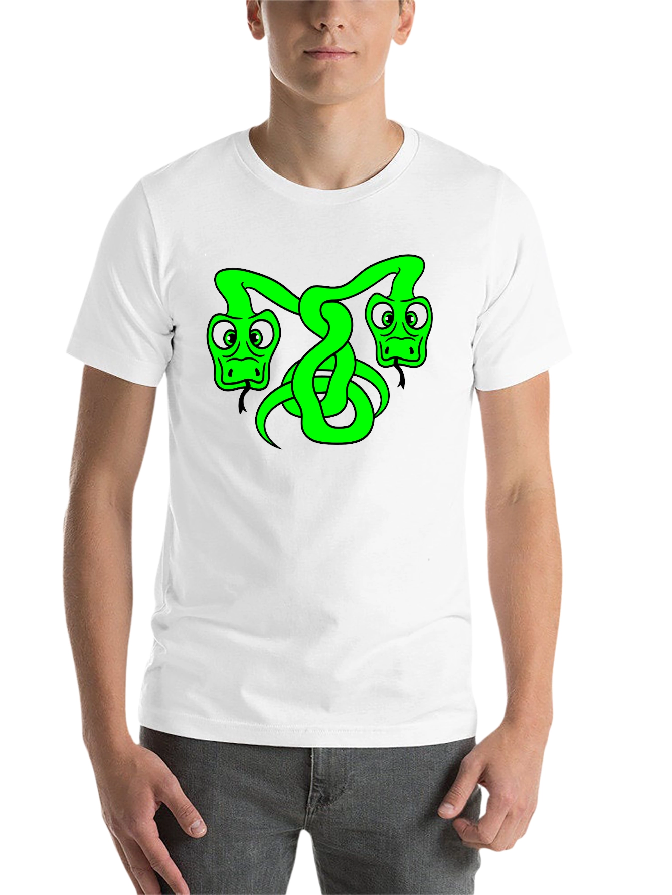 Black Two-Headed Snake Graphic Tee - Black Cotton T-Shirt view 14