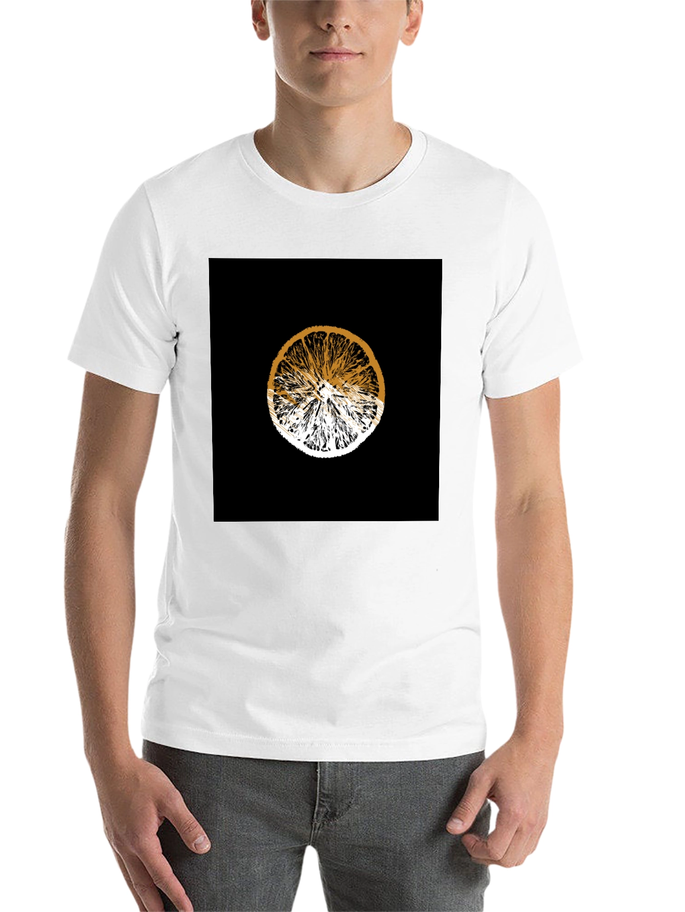 Black Orange Slice Graphic Black Tee - Unisex view 14