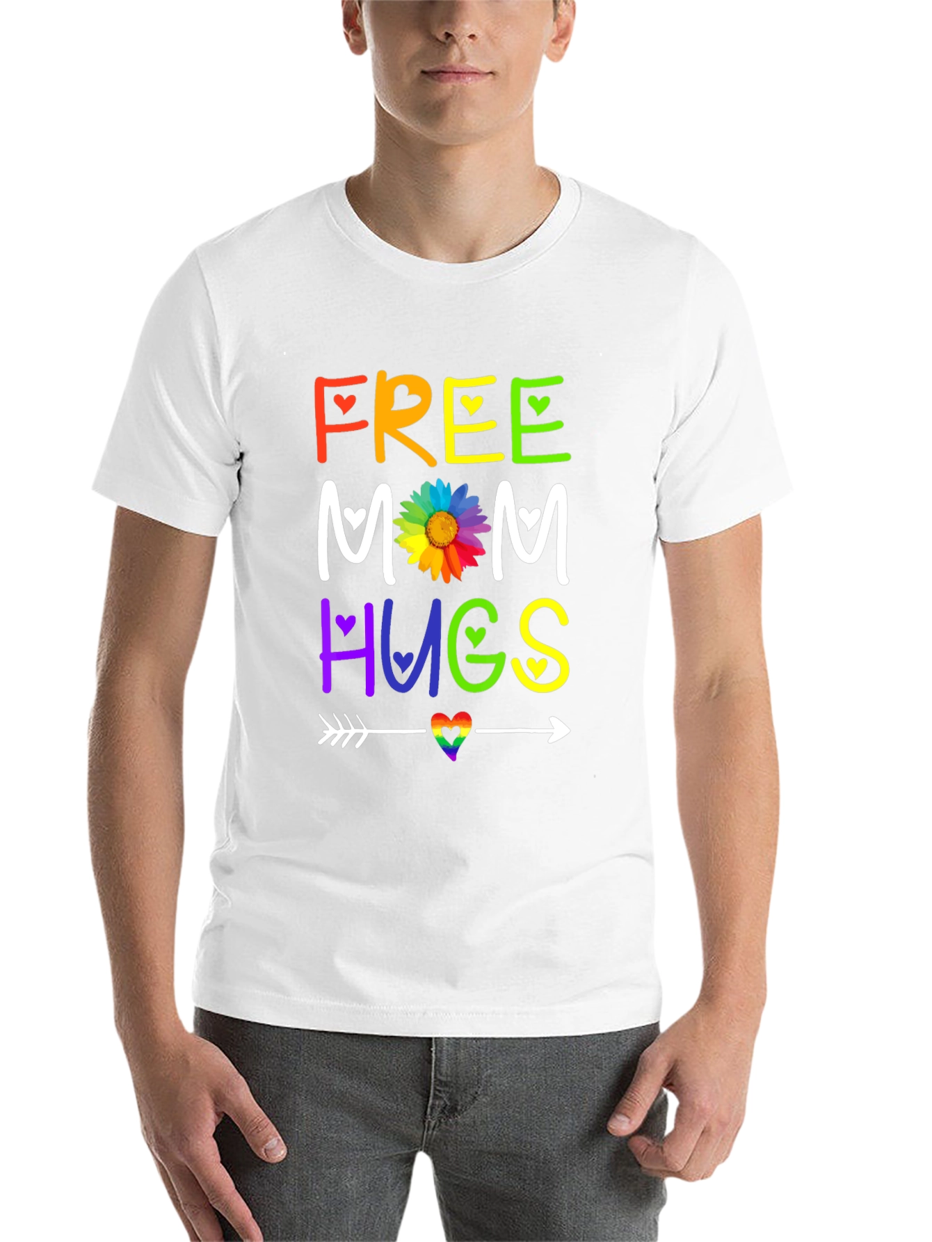Black Free Mom Hugs T-Shirt - Rainbow Pride view 14