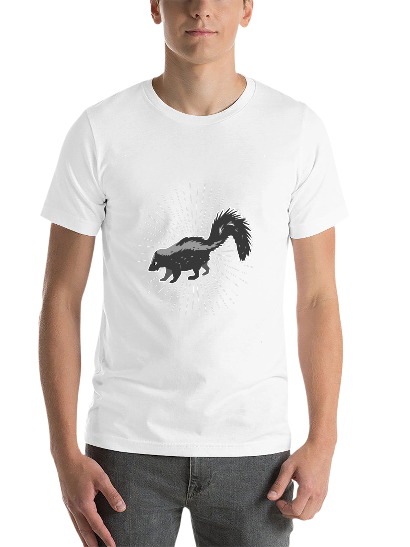 Black Skunk Graphic Black T-Shirt - Men's Casual Tee view 14