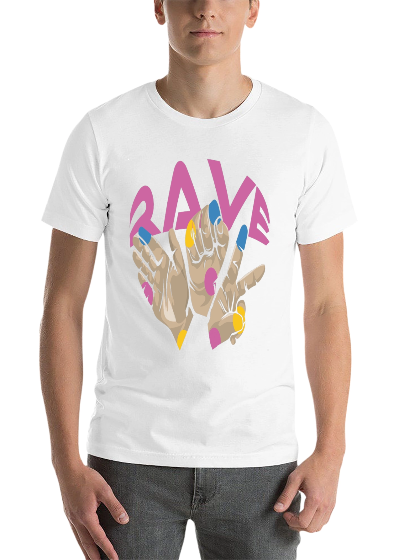Black Rave Hand Graphic Black T-Shirt view 14