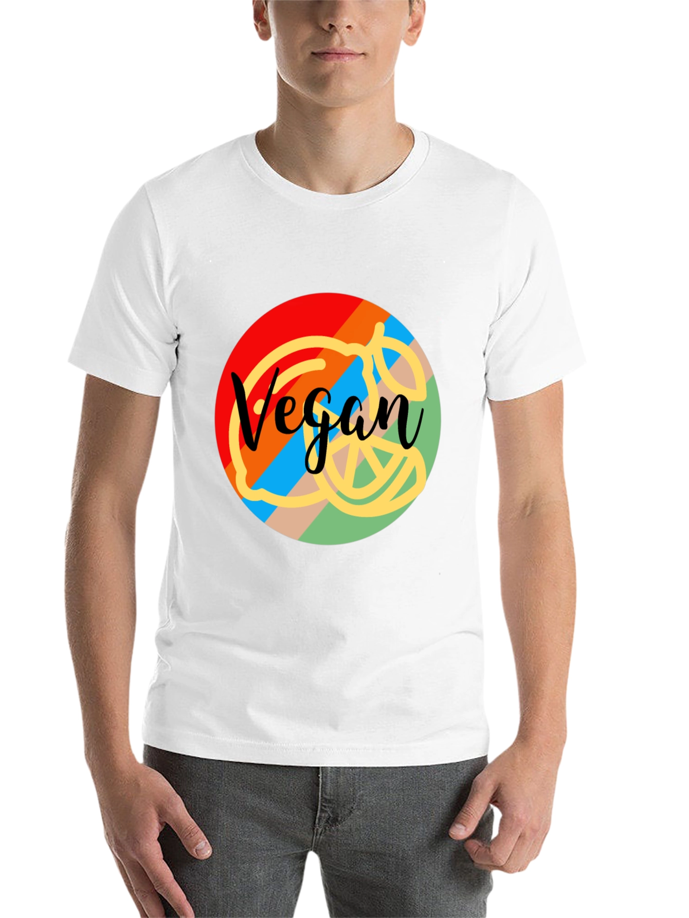 Black Vegan Graphic Tee - Colorful Design view 14
