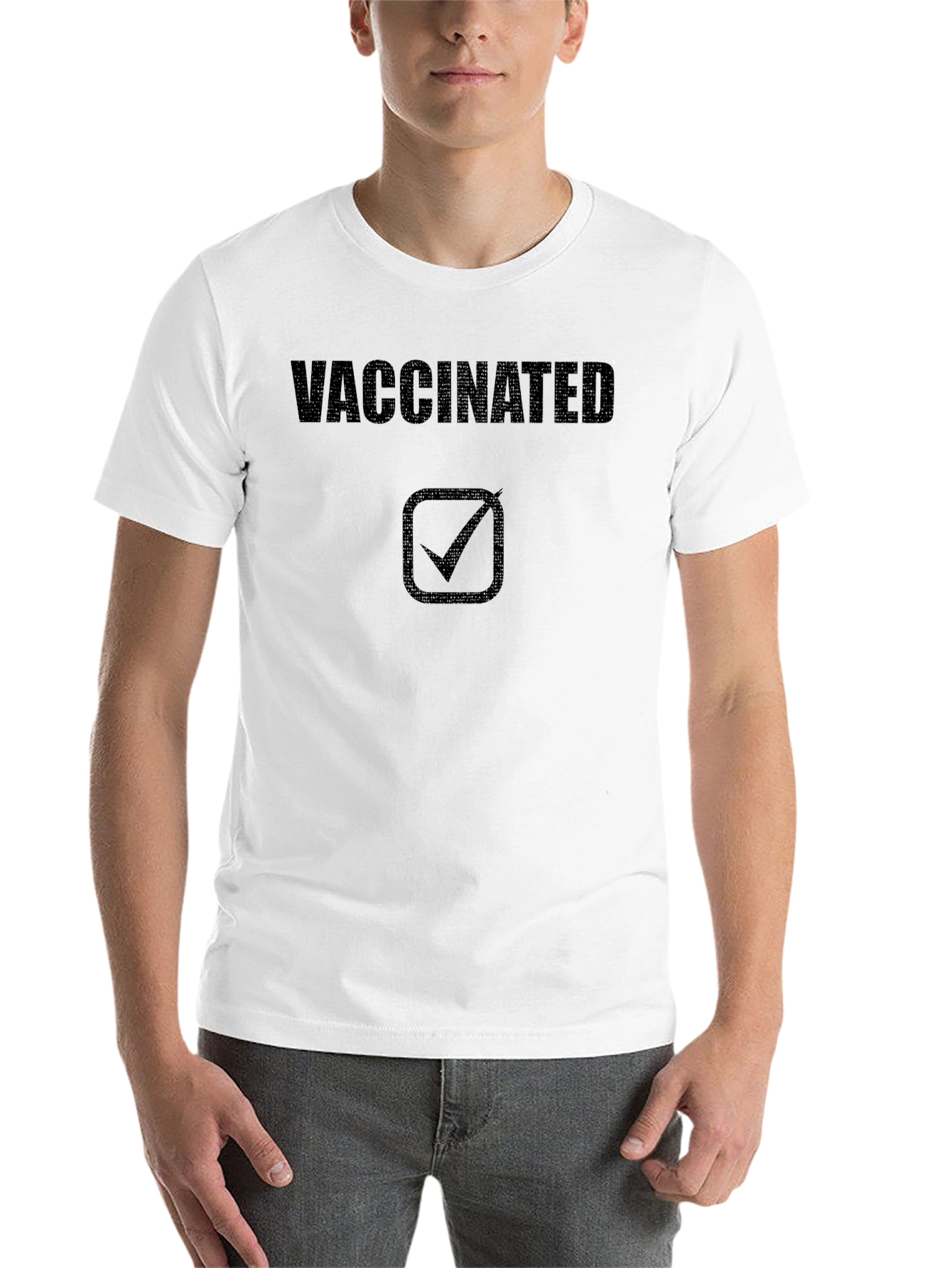 Black Vaccinated Checkmark T-Shirt - Stand for Public Health! view 14
