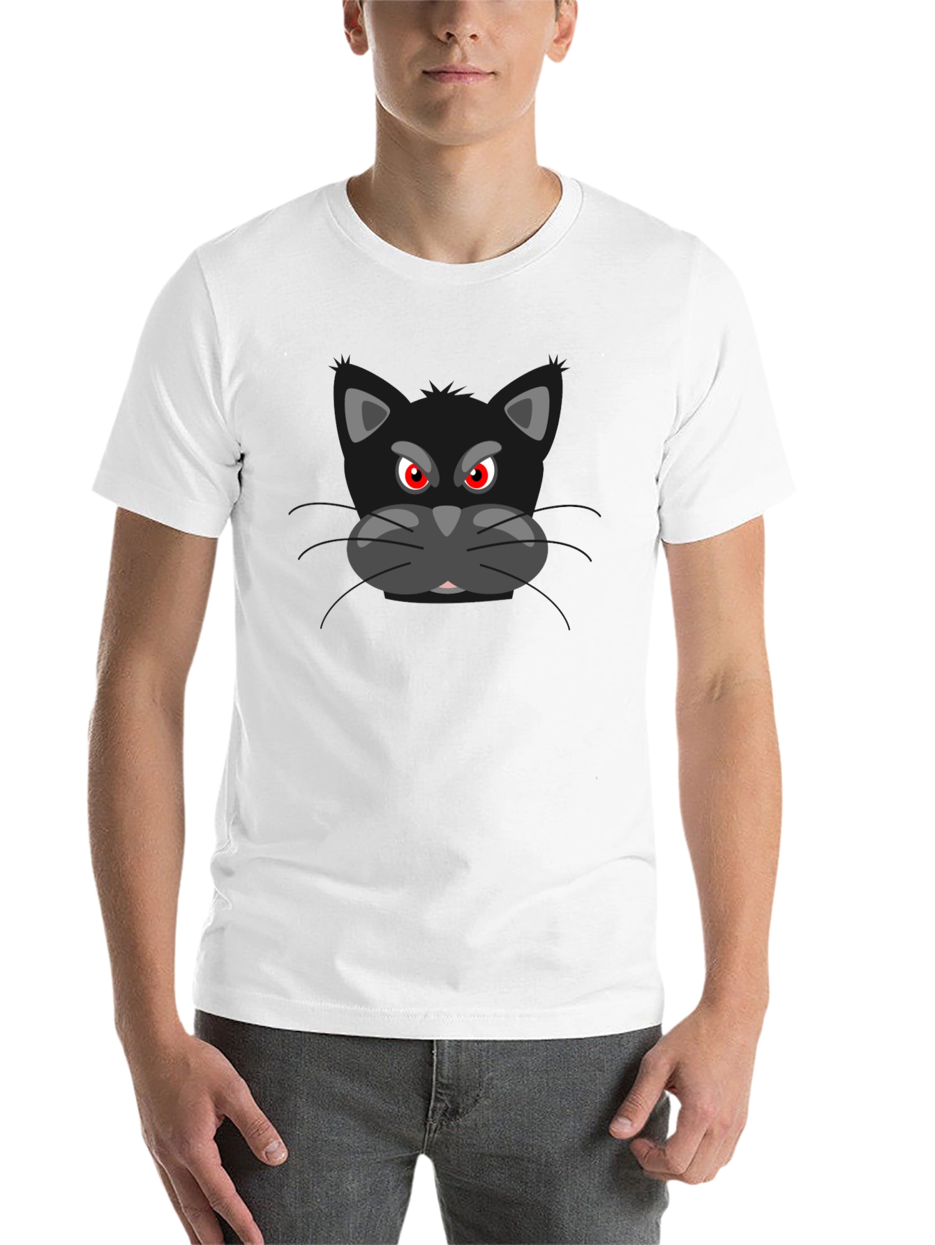 Black Angry Cat Graphic Black T-Shirt view 14