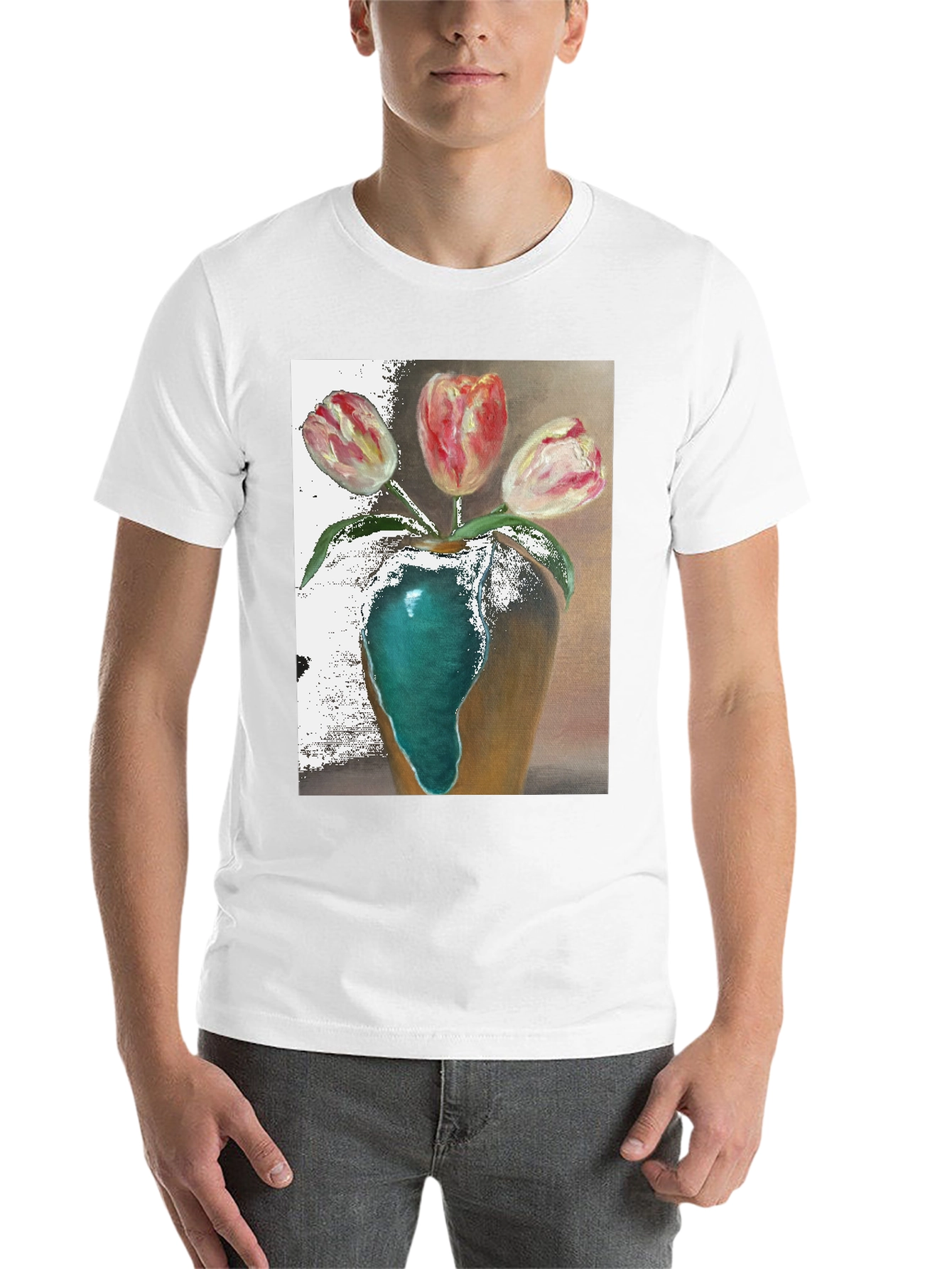 Black Tulip Vase Graphic Tee - Unique Floral Design view 14