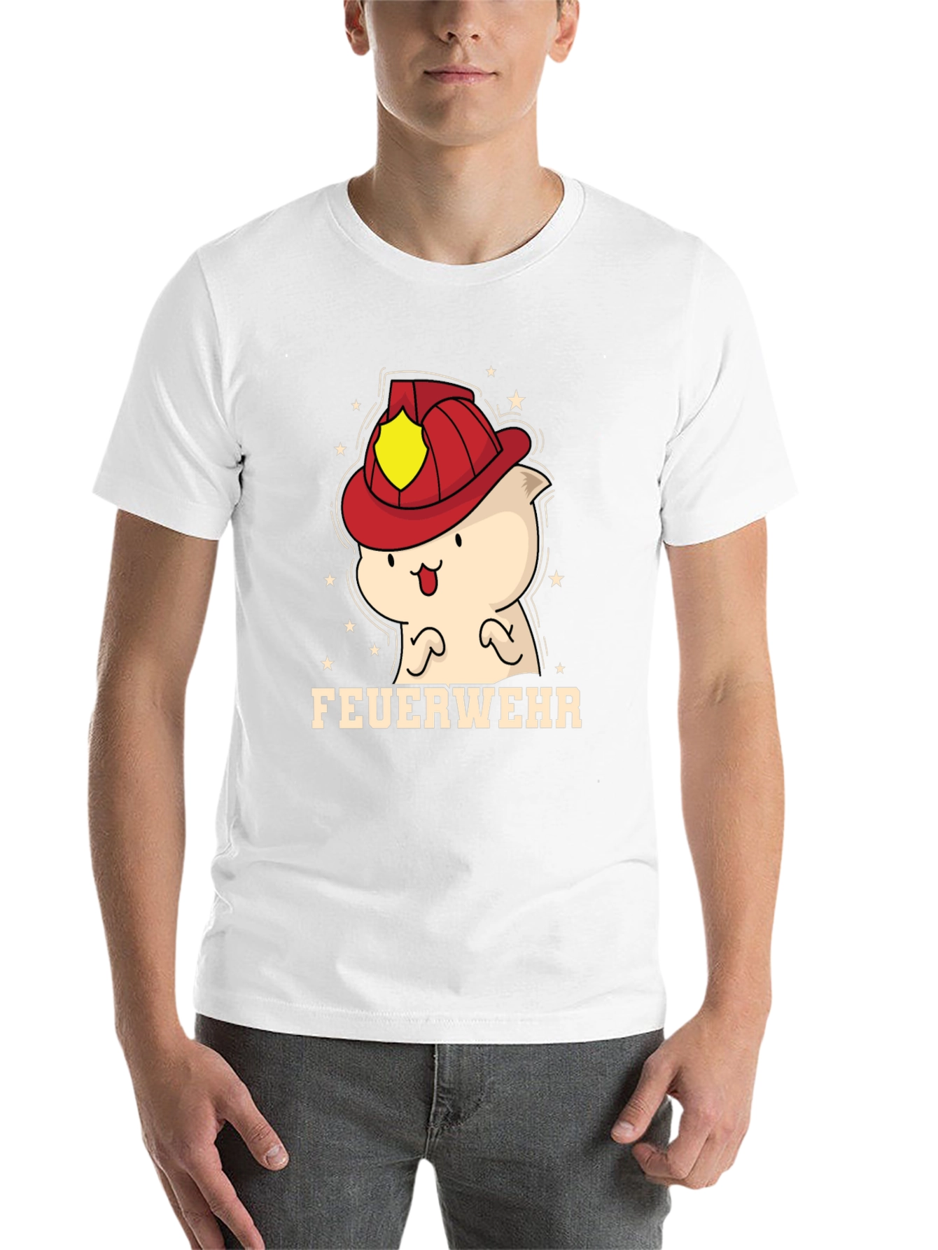 Black Cartoon Firefighter T-Shirt view 14