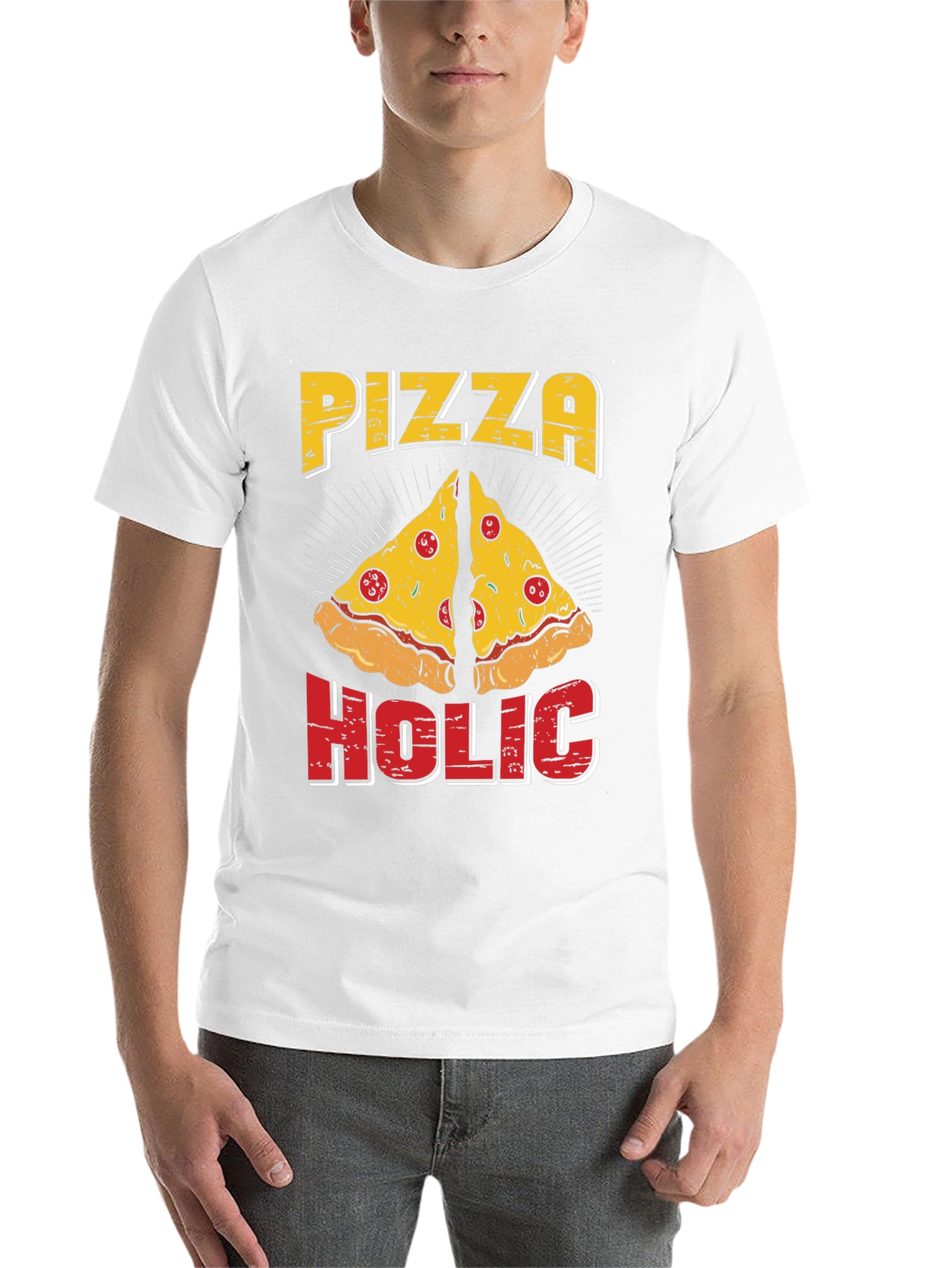 Black Pizza Holic T-Shirt - Funny Graphic Tee view 14