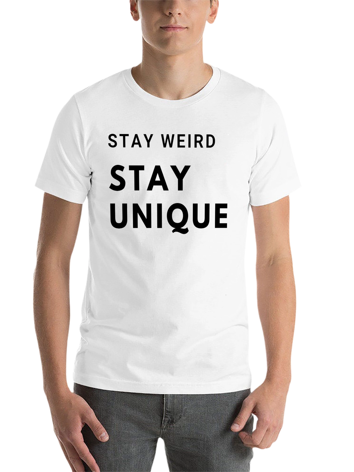 Black Stay Weird Stay Unique Graphic Tee view 14