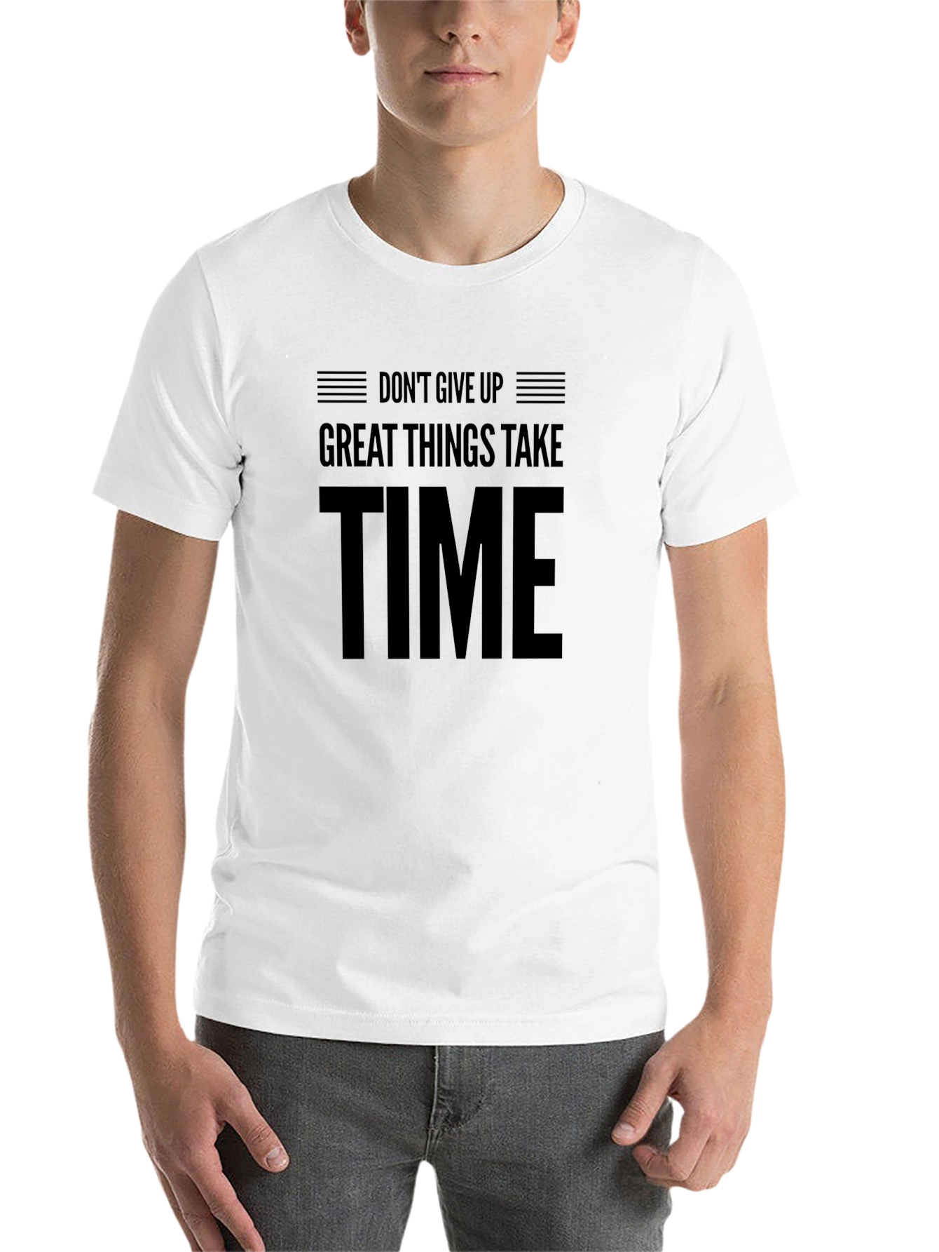 Black Motivational Black T-Shirt - "Don't Give Up, Great Things Take Time" view 14