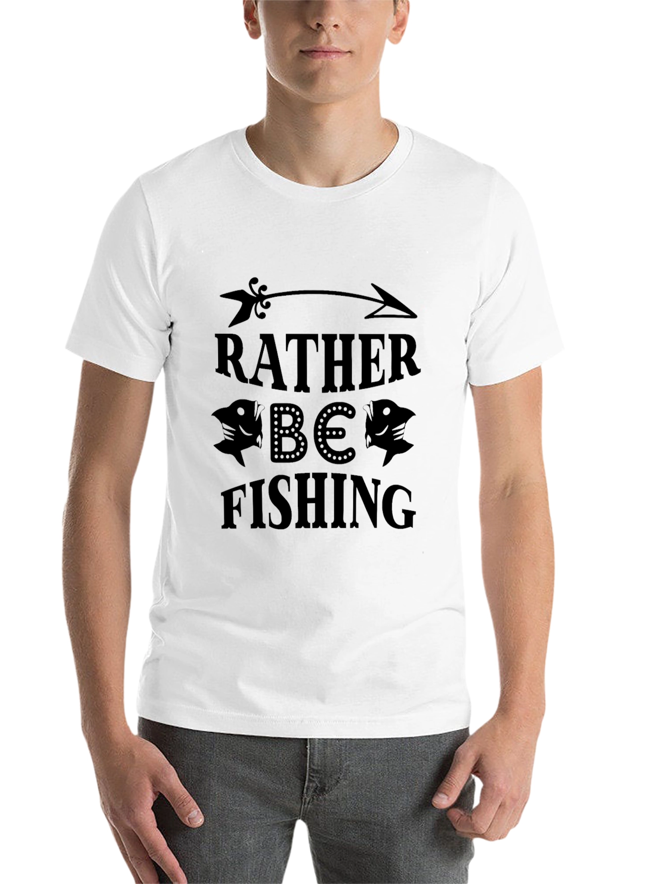 Black Rather Be Fishing Graphic Tee - Black Cotton Blend view 14