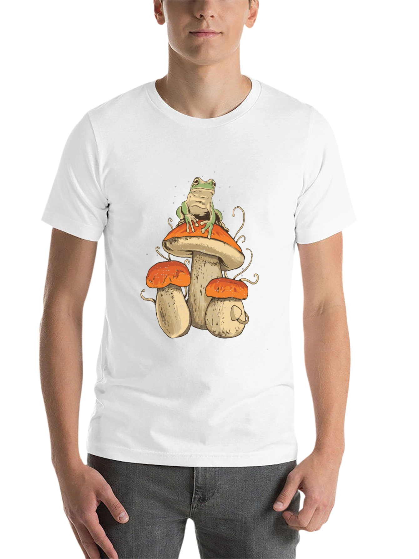 Black Frog on Mushroom T-Shirt - Unique Graphic Tee view 14