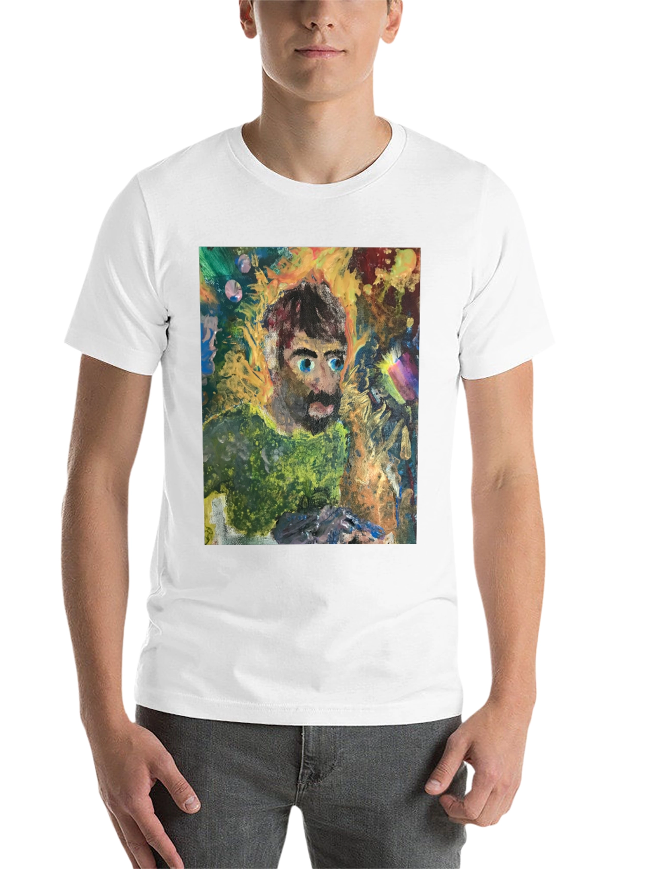 Black Abstract Portrait Graphic Tee - Unique Art Shirt view 14