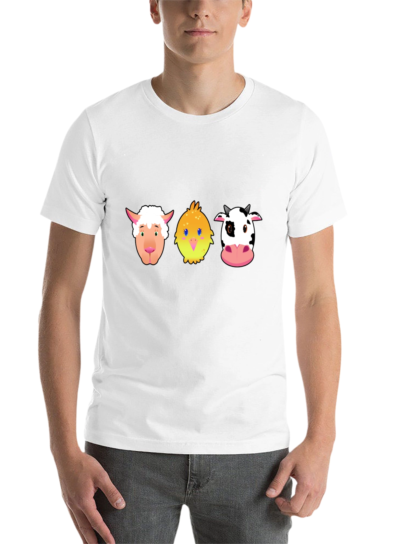 Black Cartoon Farm Animal T-Shirt view 14