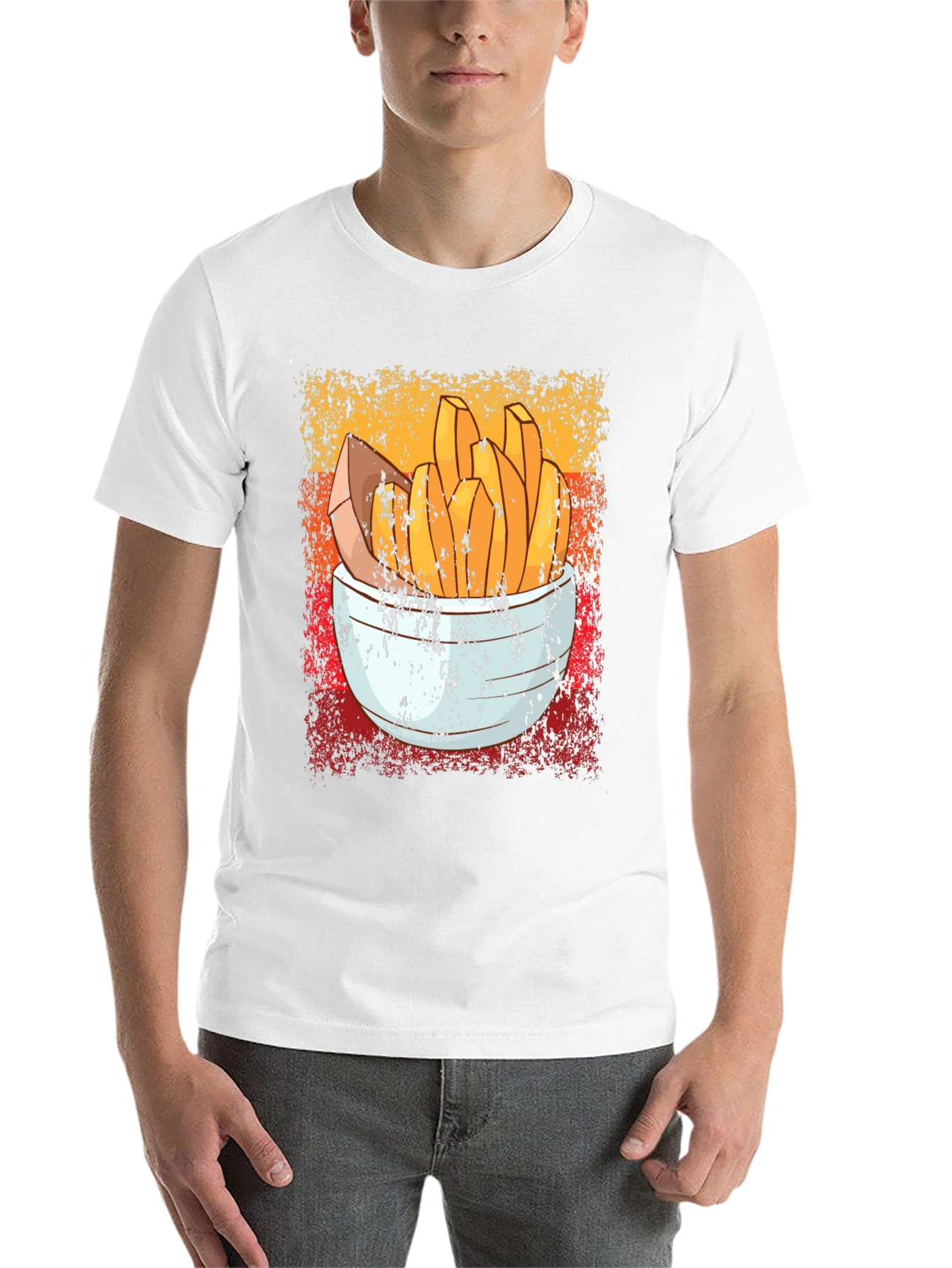 Black Retro French Fries T-Shirt - Vintage Style Food Tee view 14