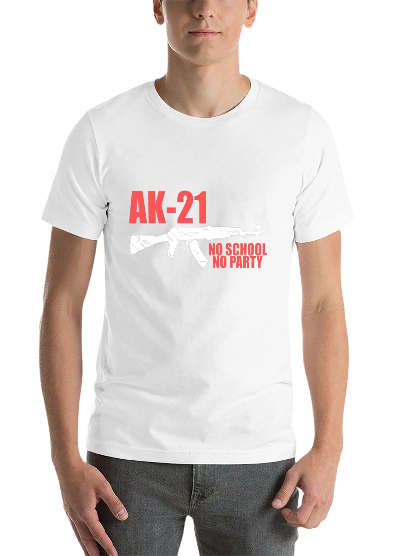 Black AK-21 No School No Party Black T-Shirt view 14