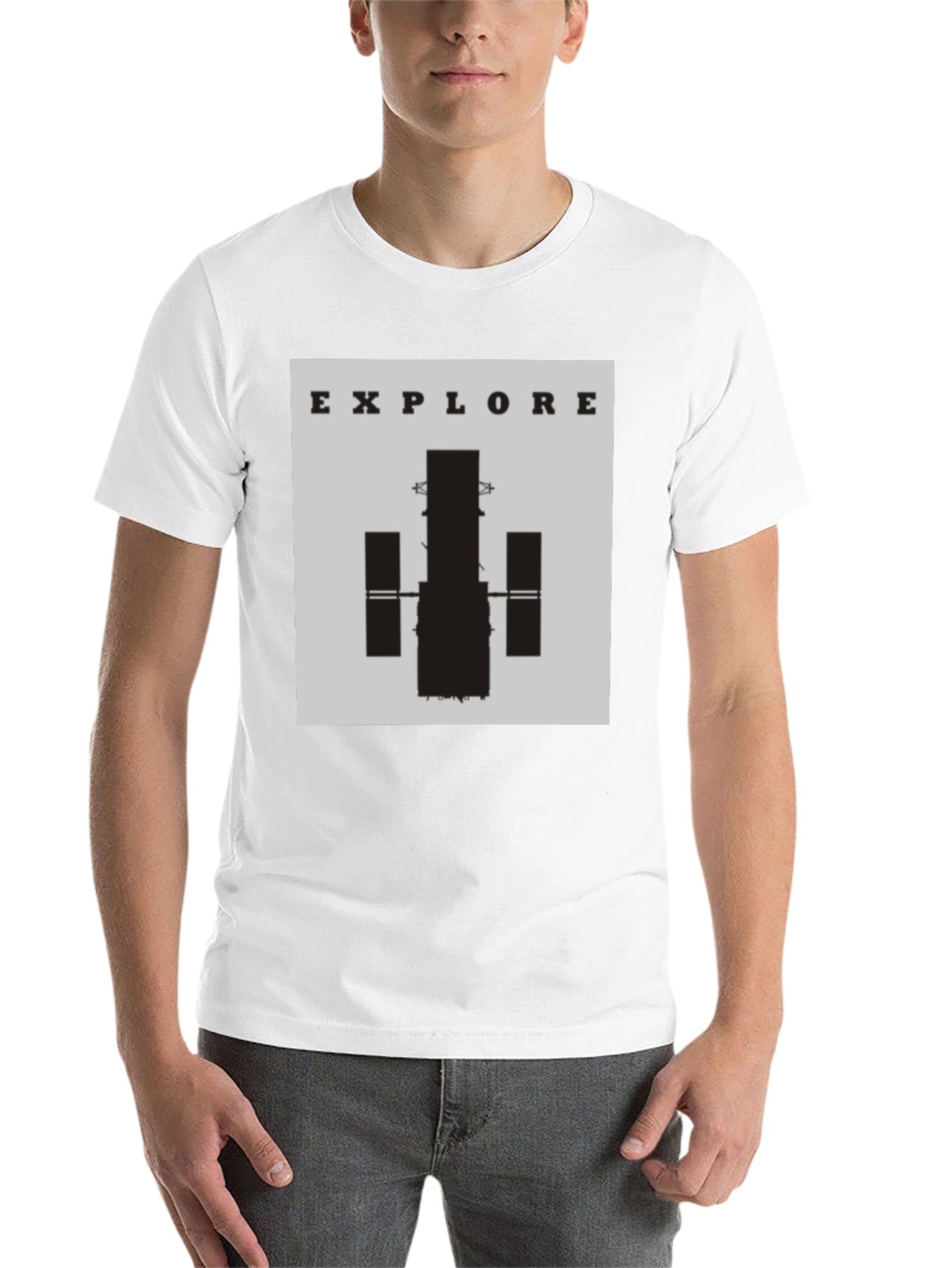 Black Explore Space T-Shirt - Black Cotton Graphic Tee view 14