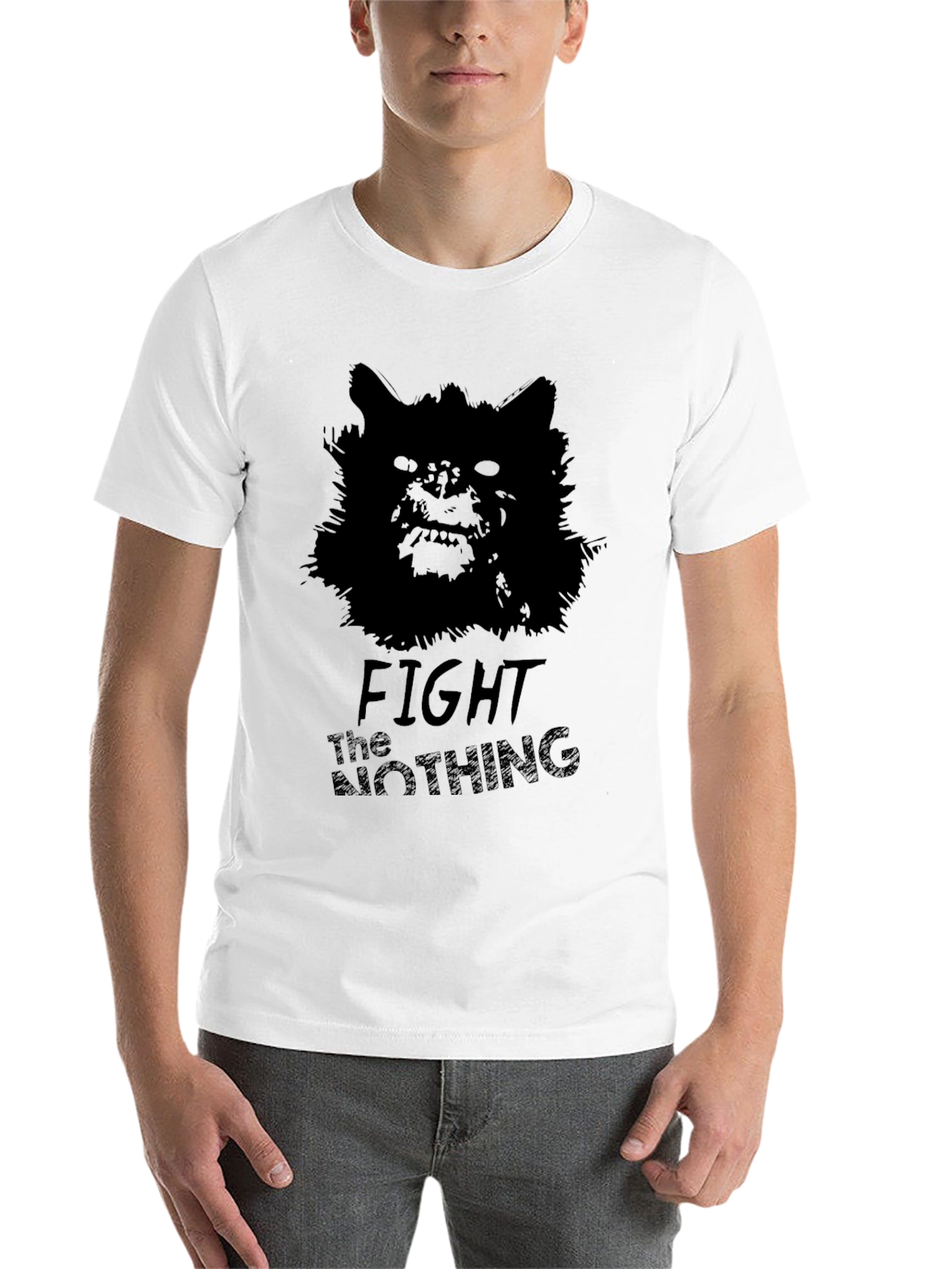Black Fight The Nothing Graphic Tee - Black Cotton T-Shirt view 14