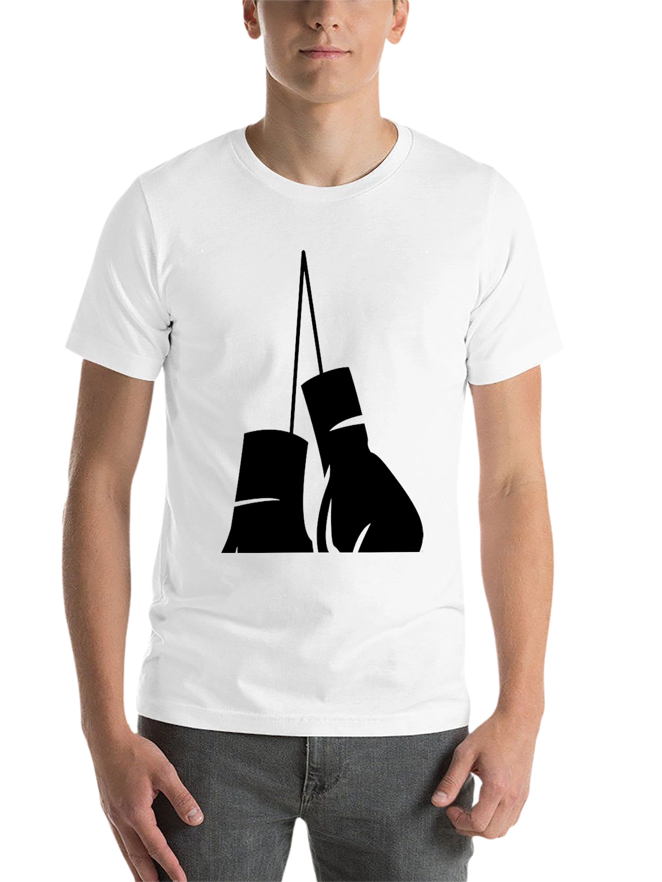 Black Boxing Gloves Graphic Tee - Black Cotton T-Shirt view 14