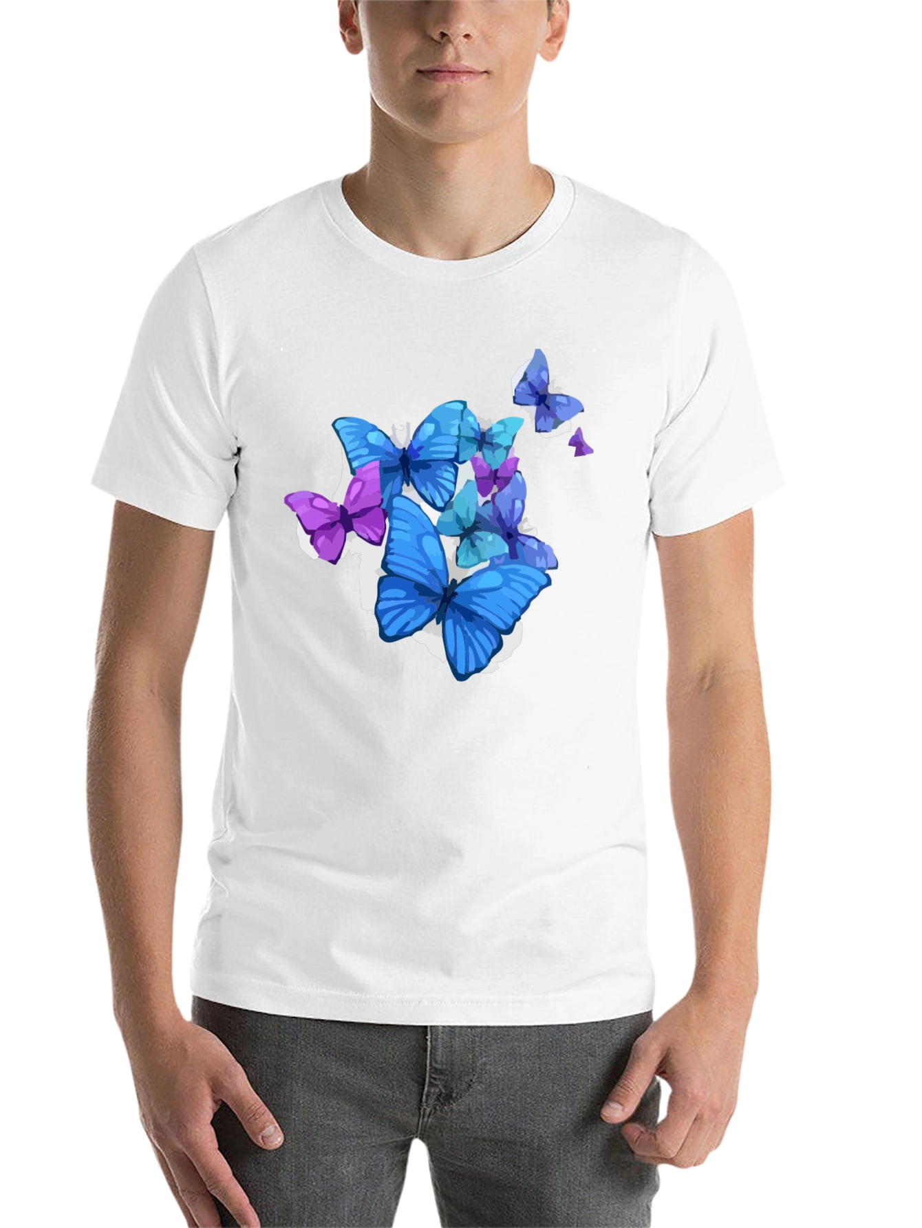Black Butterfly Graphic Black T-Shirt - Men's Fashion view 14