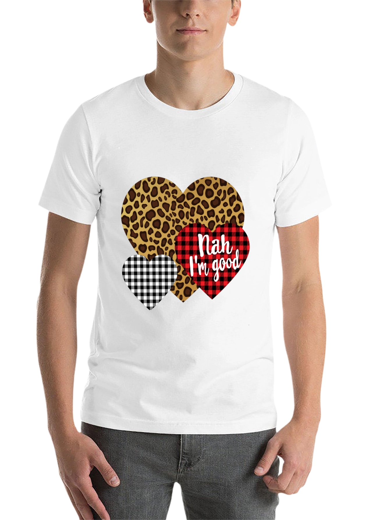 Black Nah I'm Good Heart Print Black T-Shirt view 14