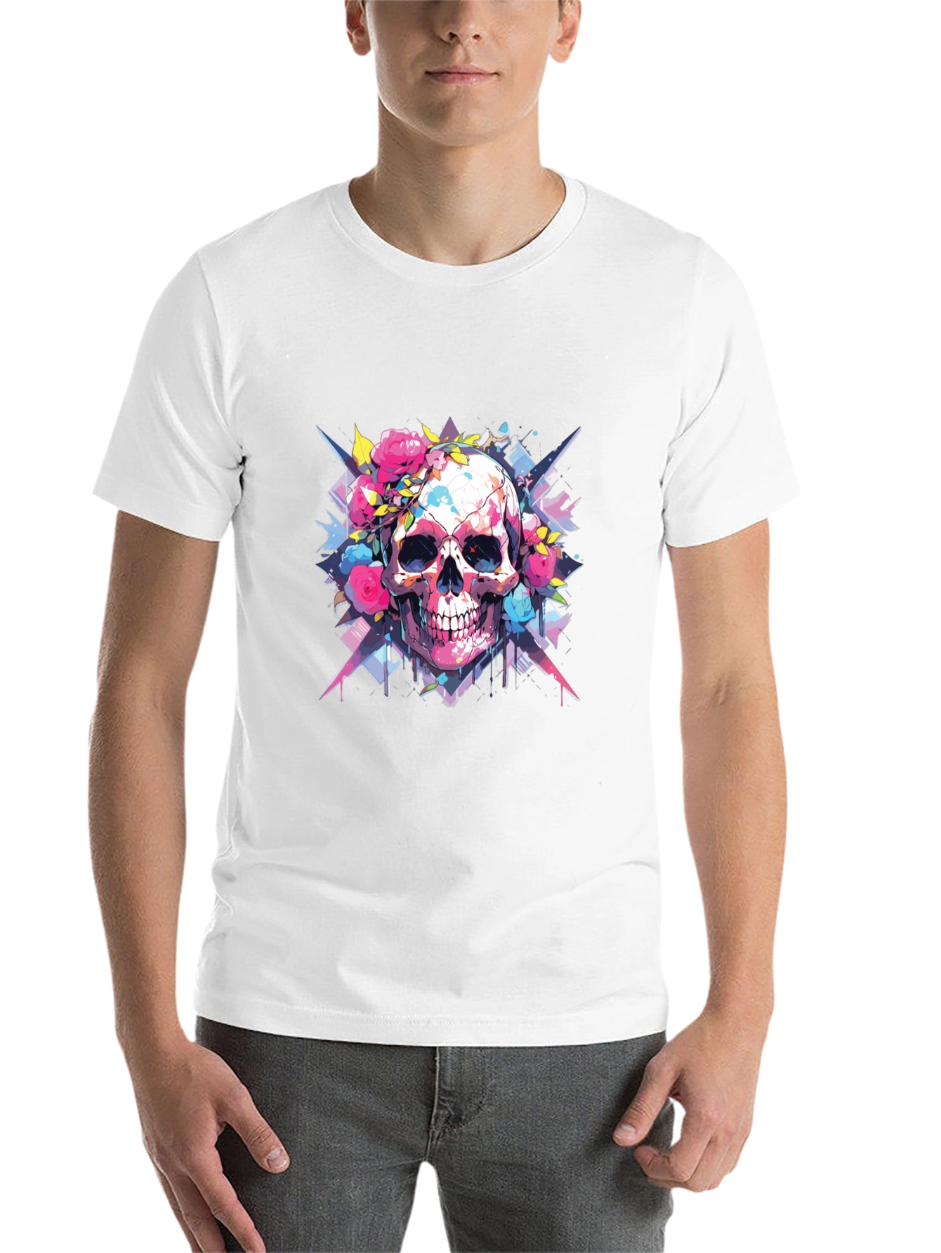 Black Skull & Roses Graphic Tee view 14