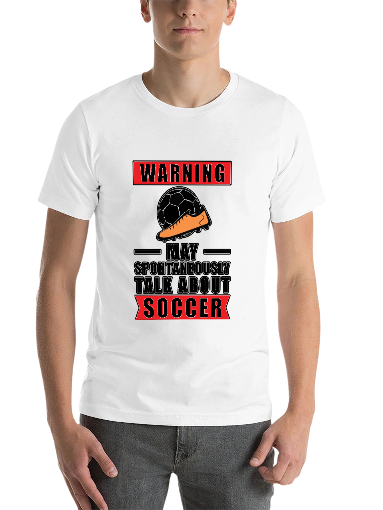 Black Warning: May Spontaneously Talk About Soccer T-Shirt view 14