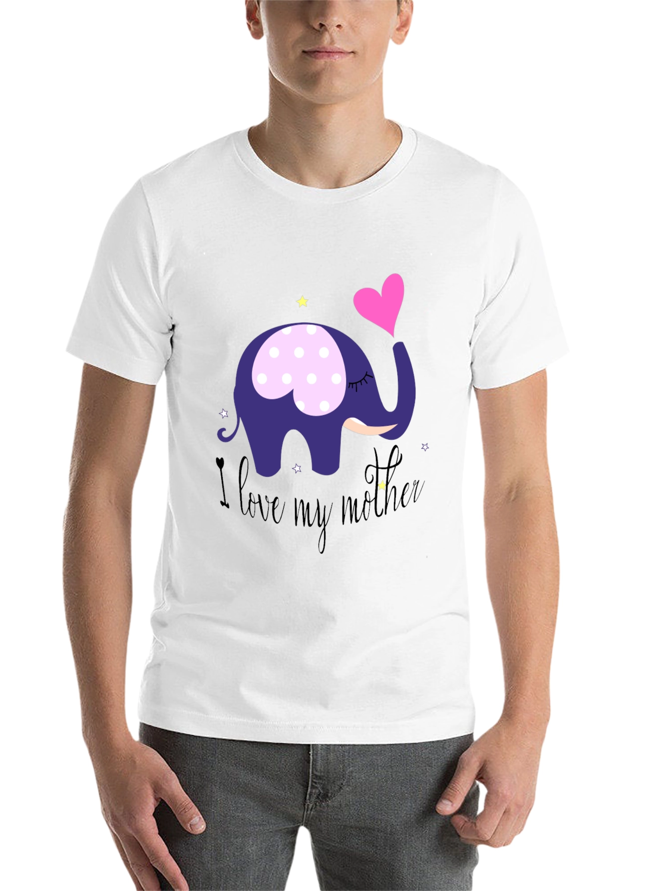 Black I Love My Mother Elephant T-Shirt - Soft Cotton Tee view 14