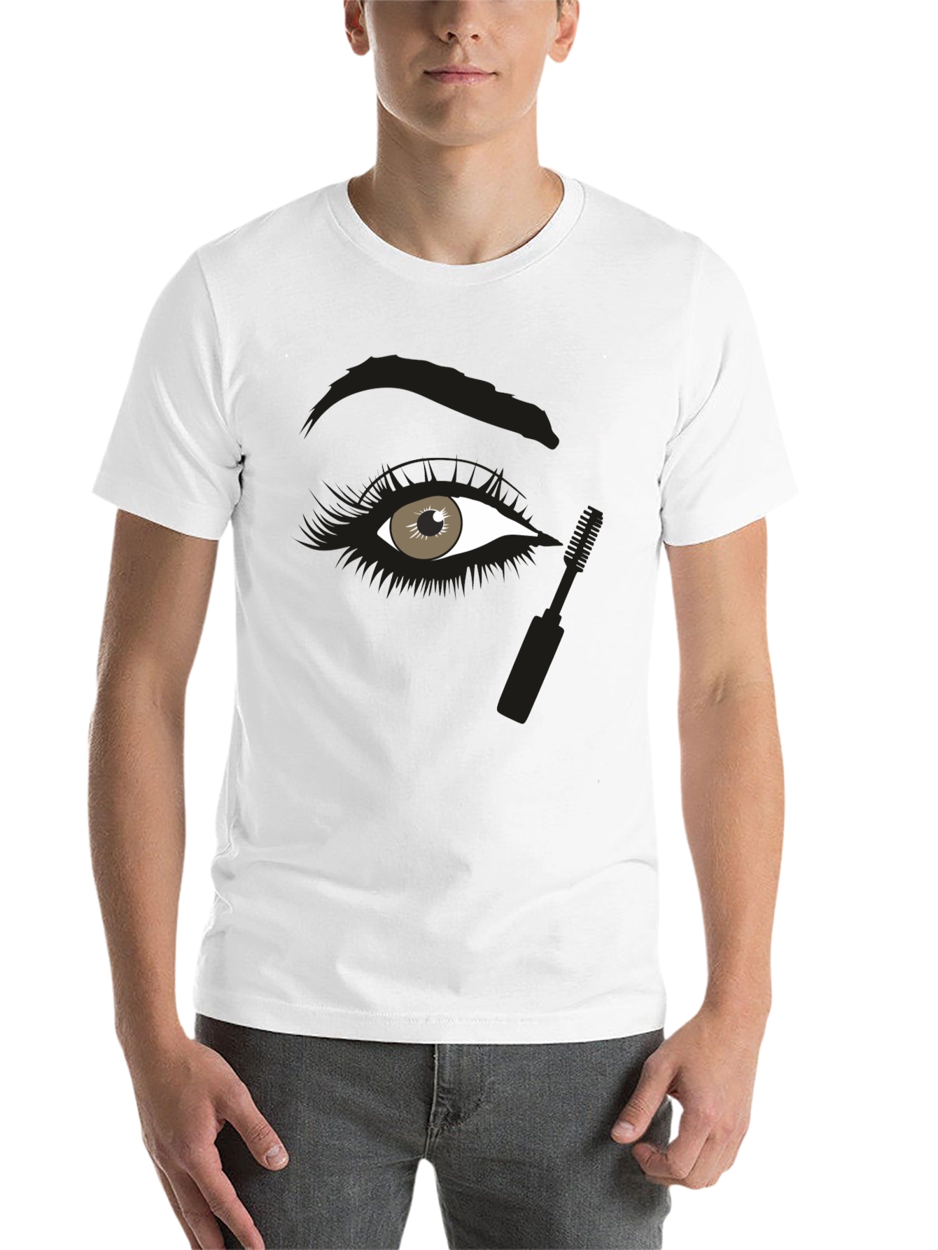 Black Eye Makeup Graphic Tee - Unisex Black Cotton Shirt view 14
