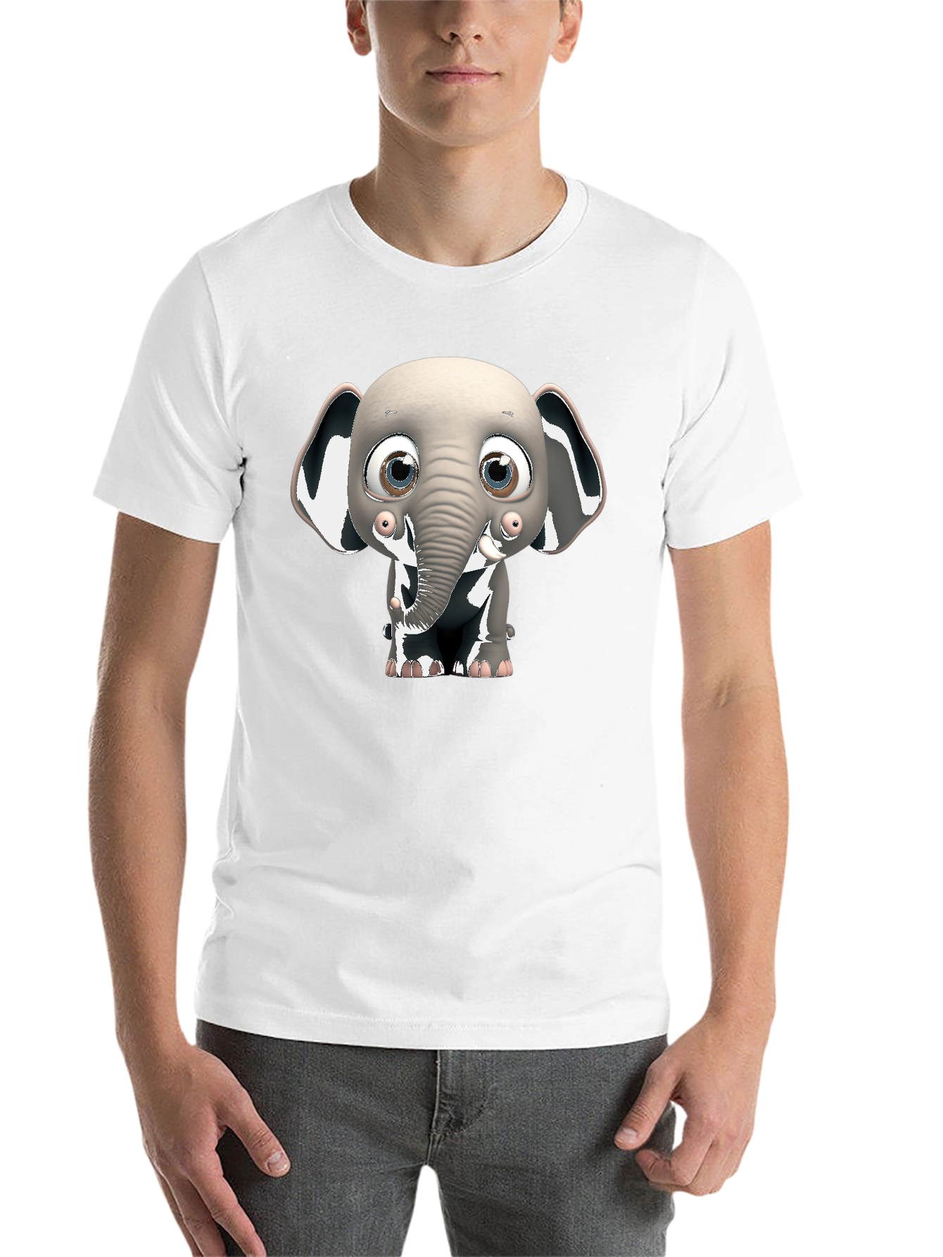 Black Cute Elephant Graphic Black T-Shirt view 14
