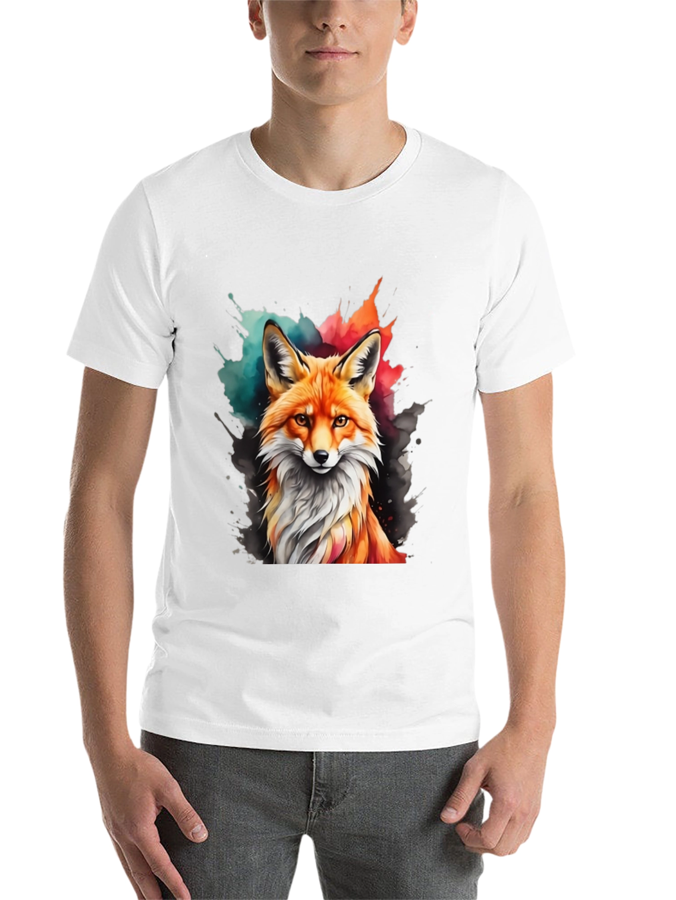 Black Watercolor Fox Graphic Tee view 14