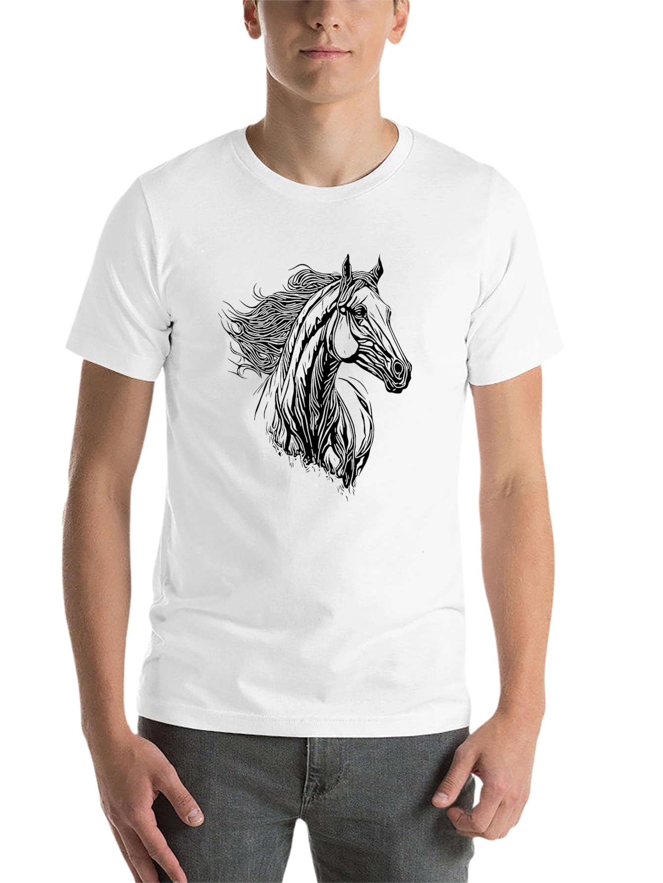 Black Black Horse Graphic Tee - Stylish Men's T-Shirt view 14