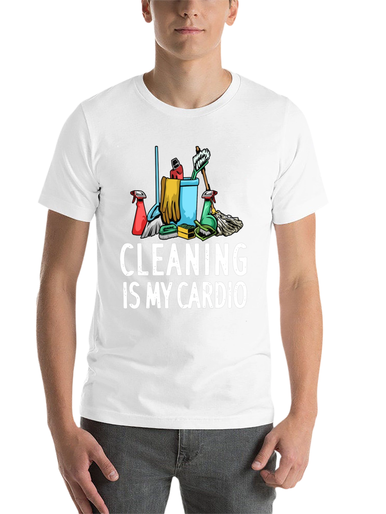 Black Cleaning Is My Cardio Graphic T-Shirt view 14