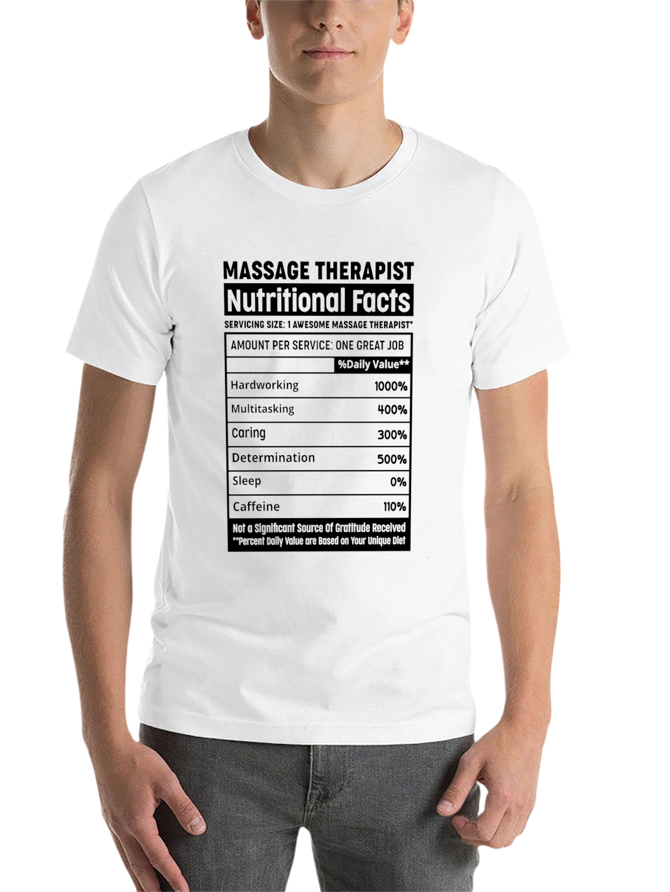 Black Massage Therapist Nutritional Facts T-Shirt view 14