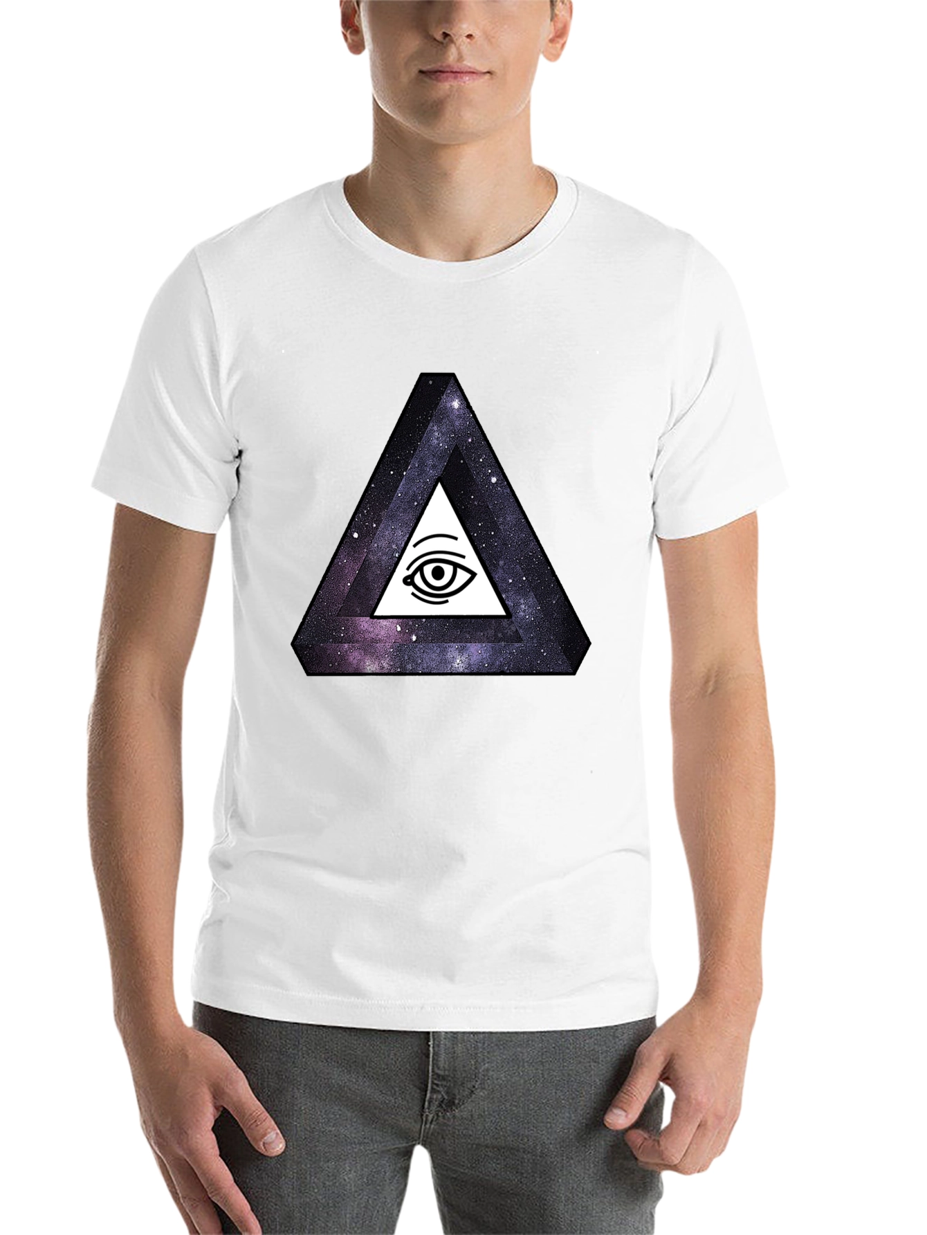 Black Illuminati Galaxy Triangle Black T-Shirt view 14